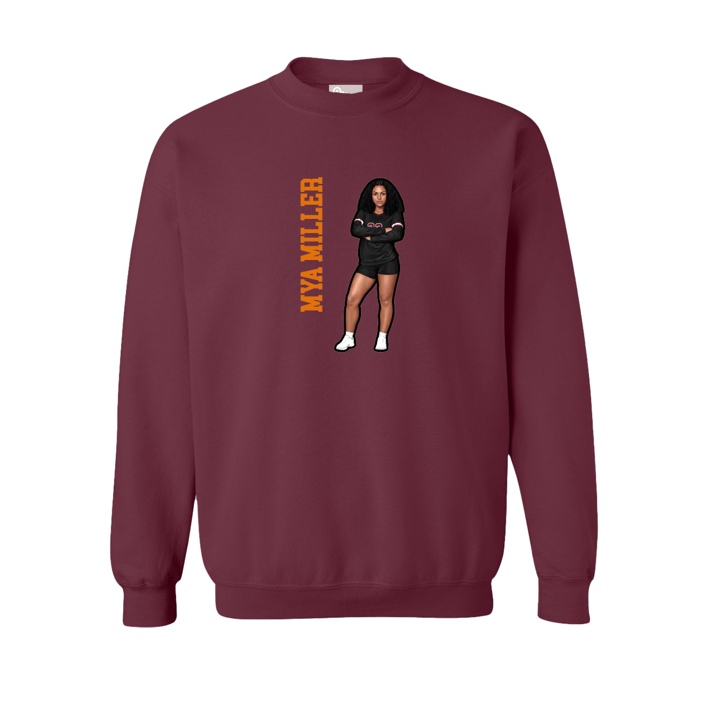Fleece Crew — Name Vertical in Maroon