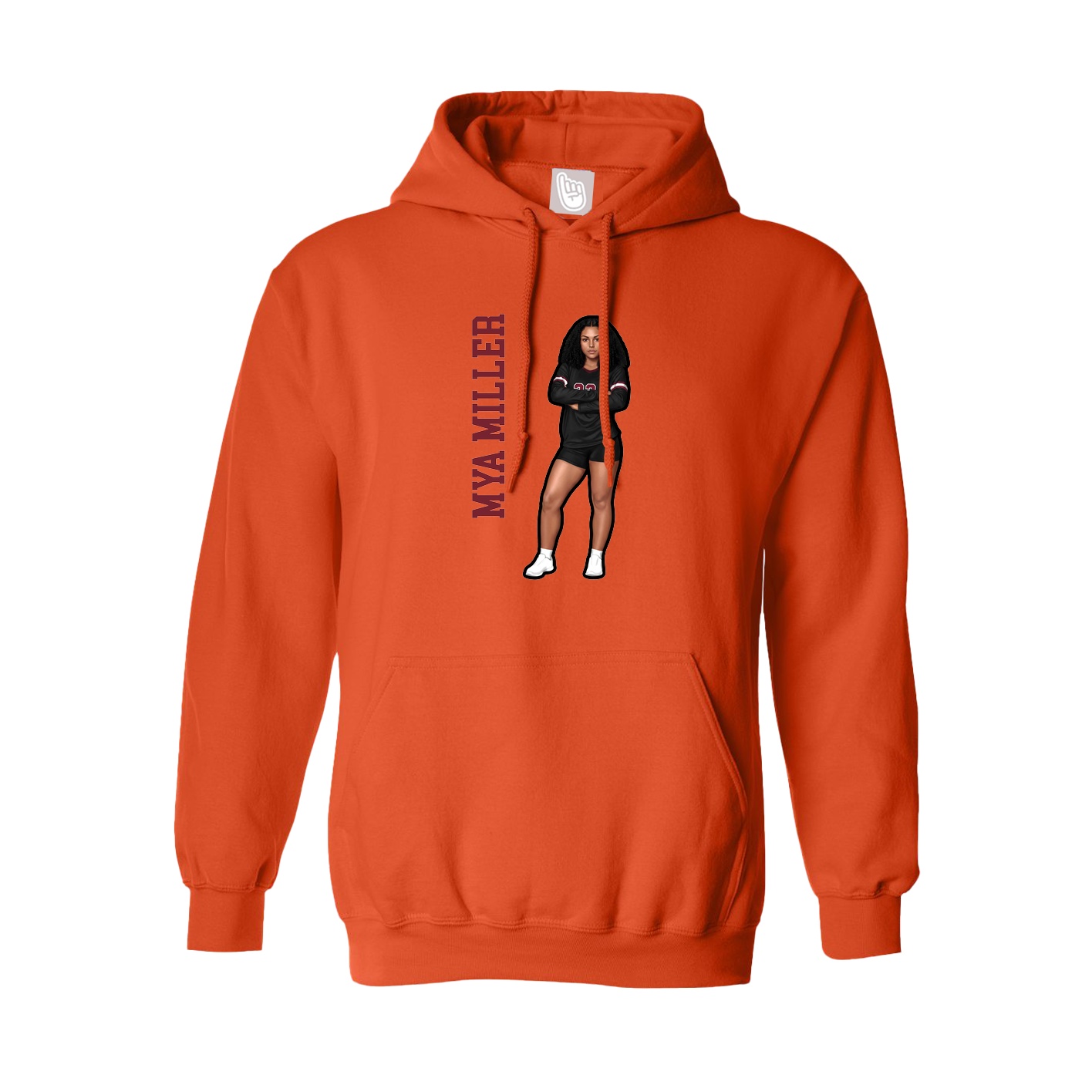 Youth Hoodie — Name Vertical in Orange
