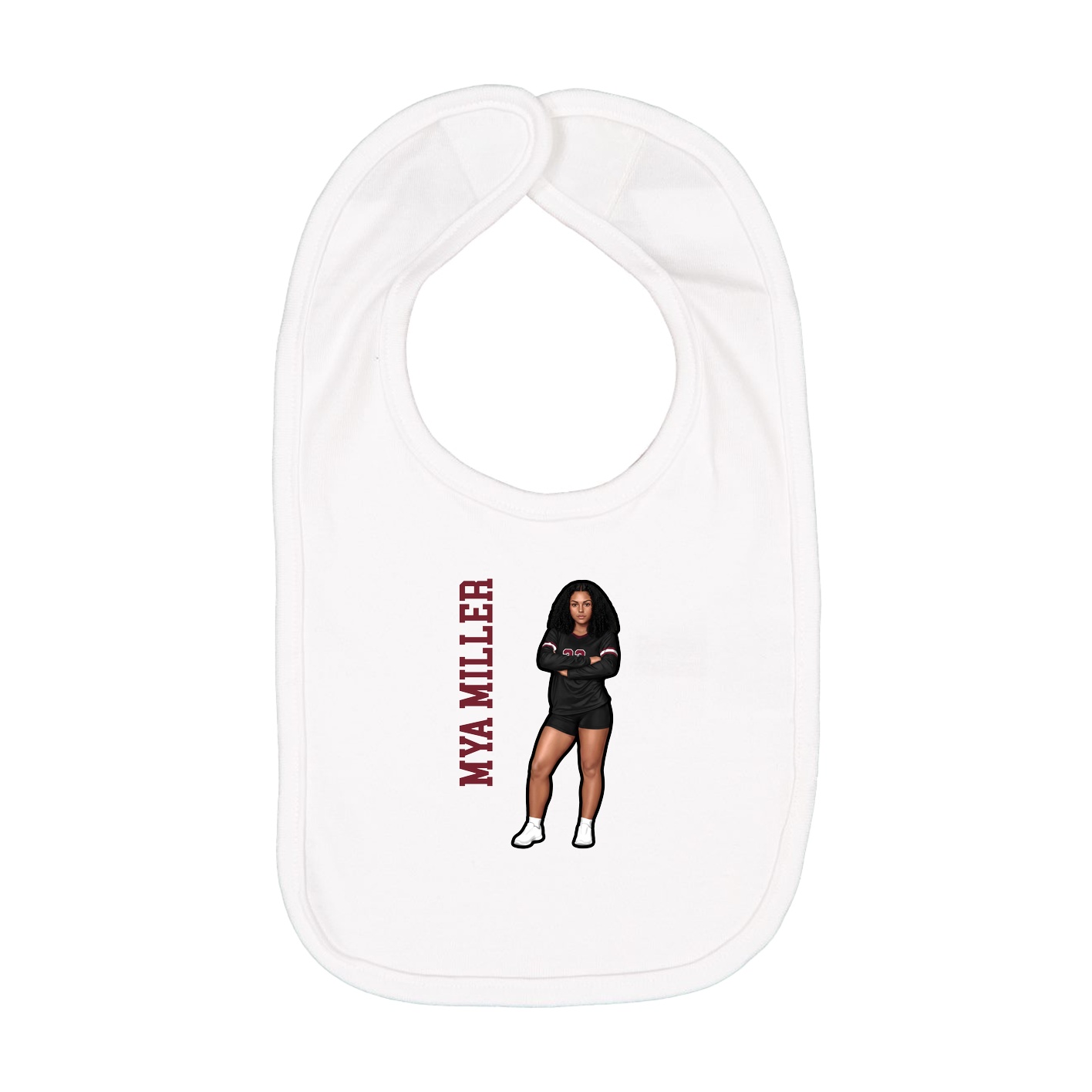 Infant Bib — Name Vertical in White