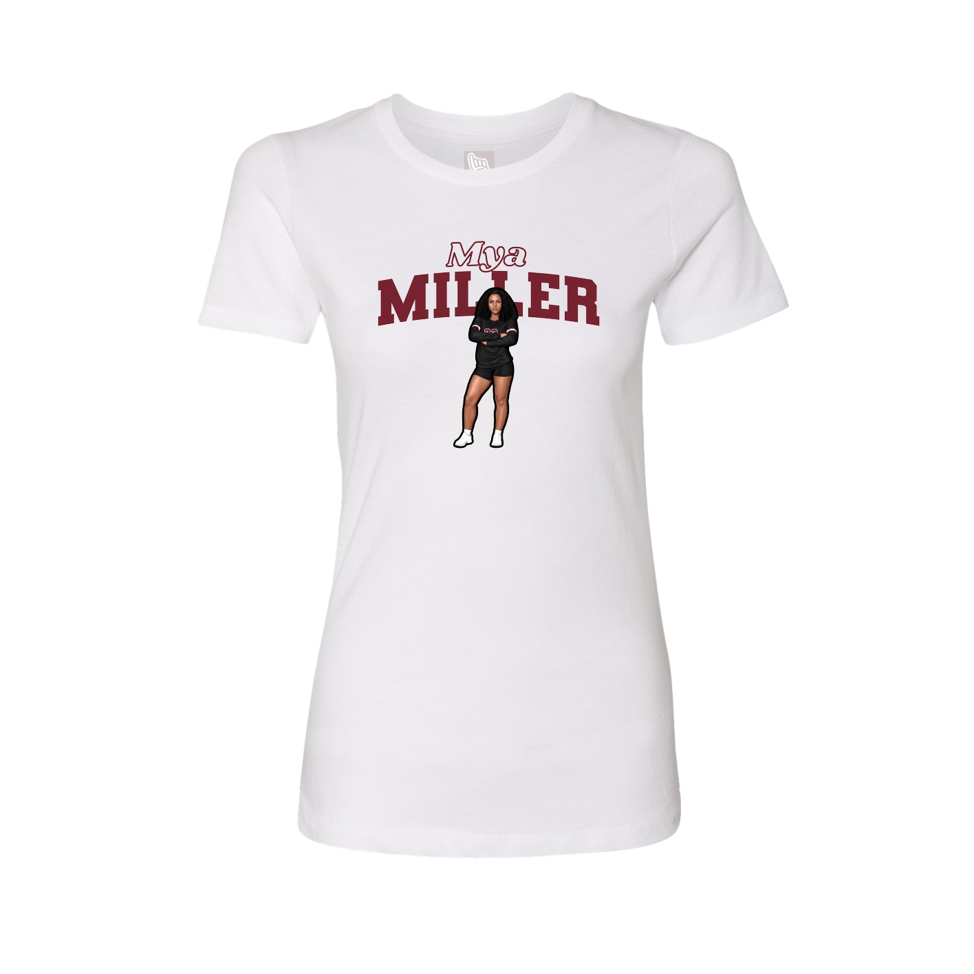 Fitted Women's Tee — Name Arch in White