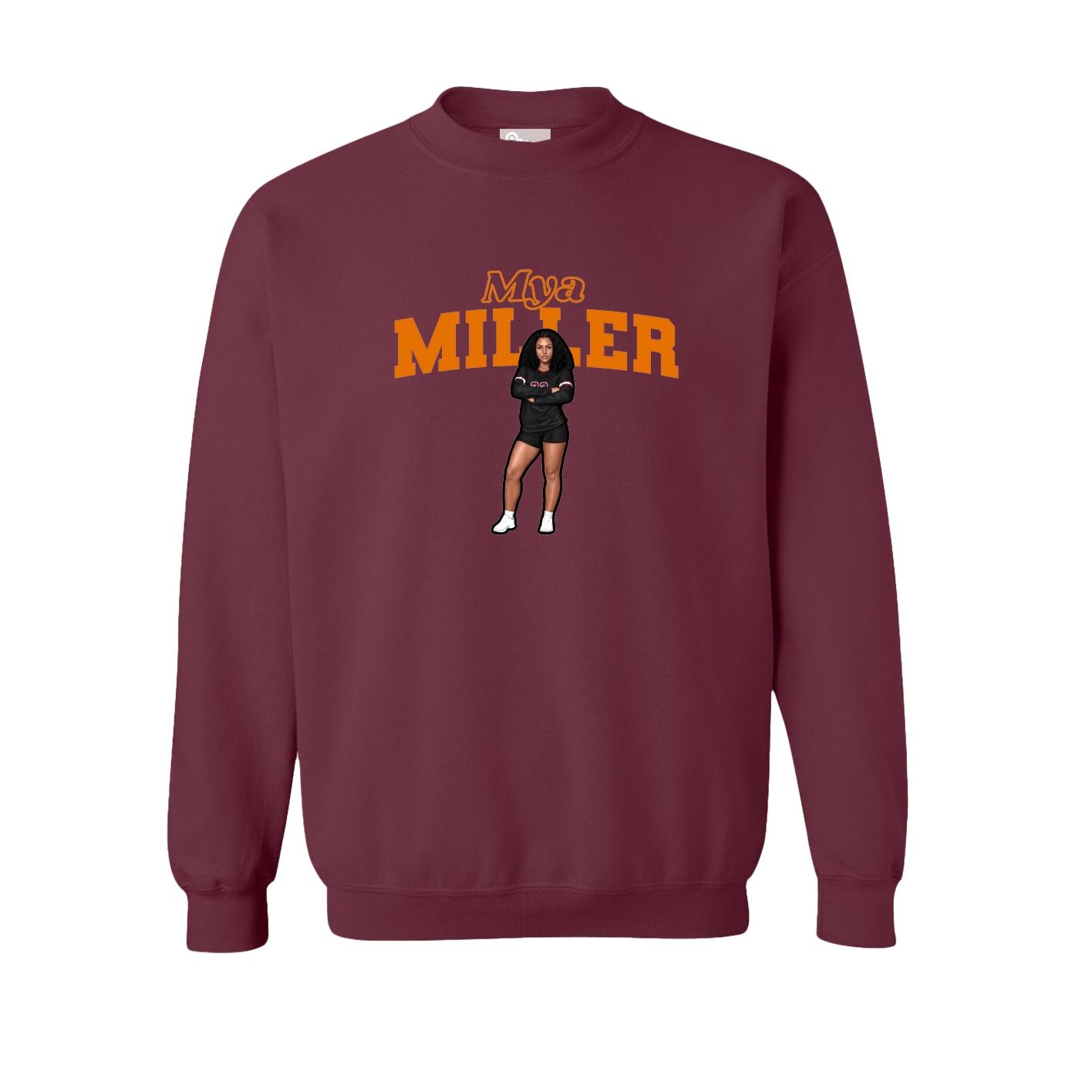Fleece Crew — Name Arch in Maroon