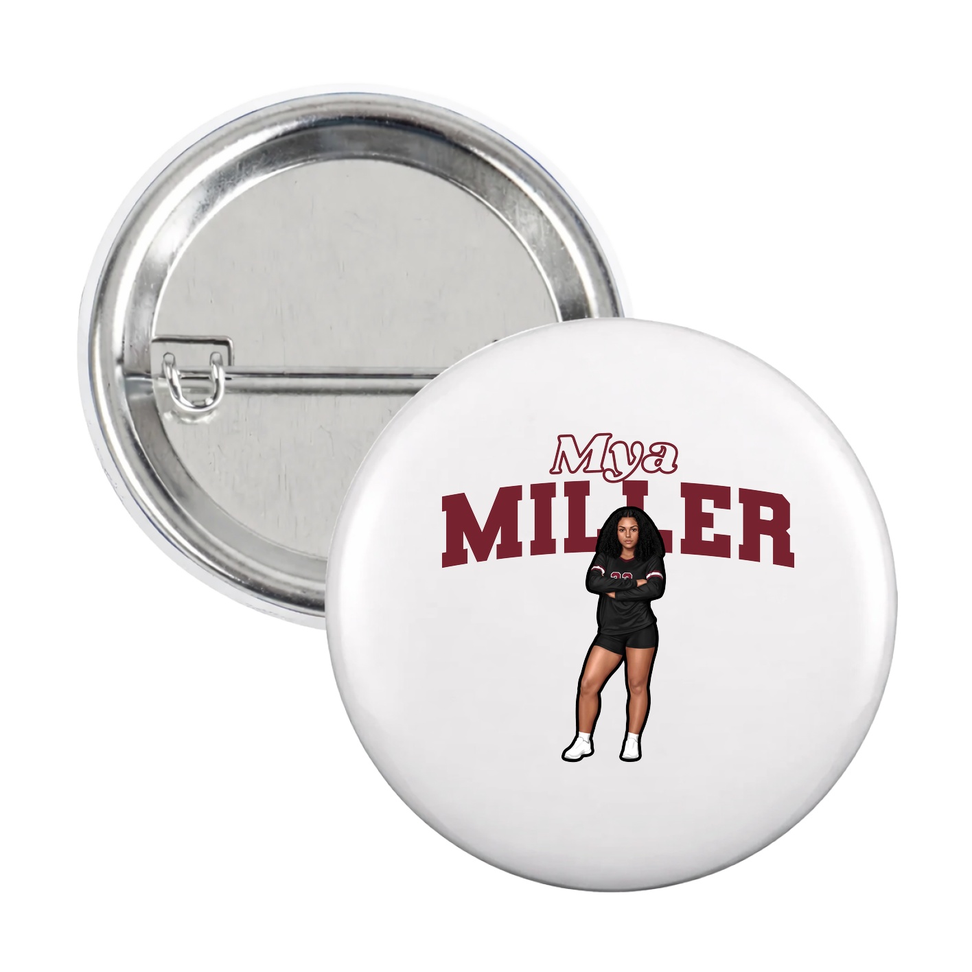 Game Day Button — Name Arch in White