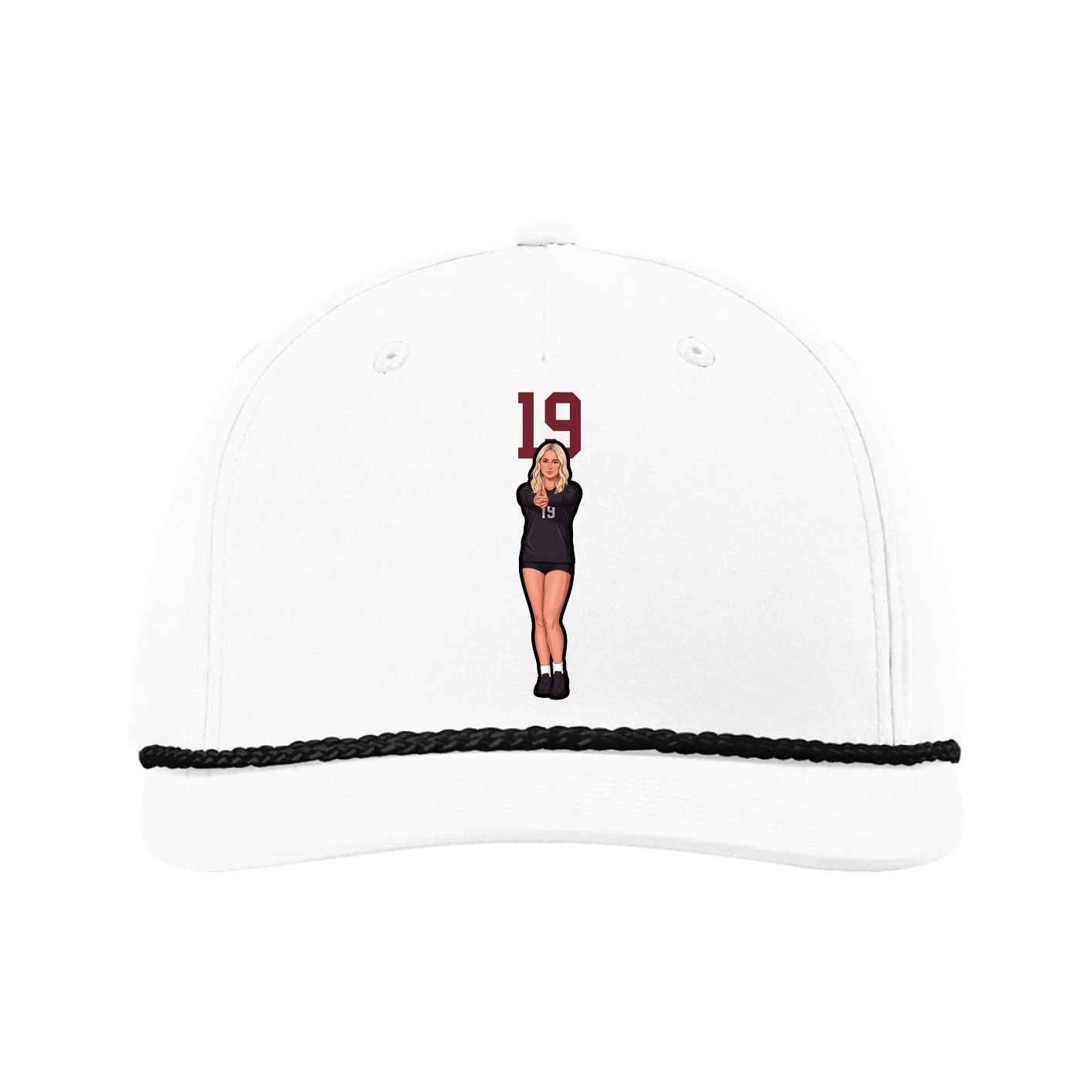 Five-Panel Classic Rope Cap — Number Top in White