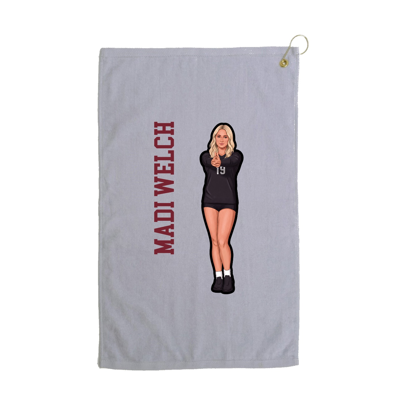 Golf Towel — Name Vertical in Grey