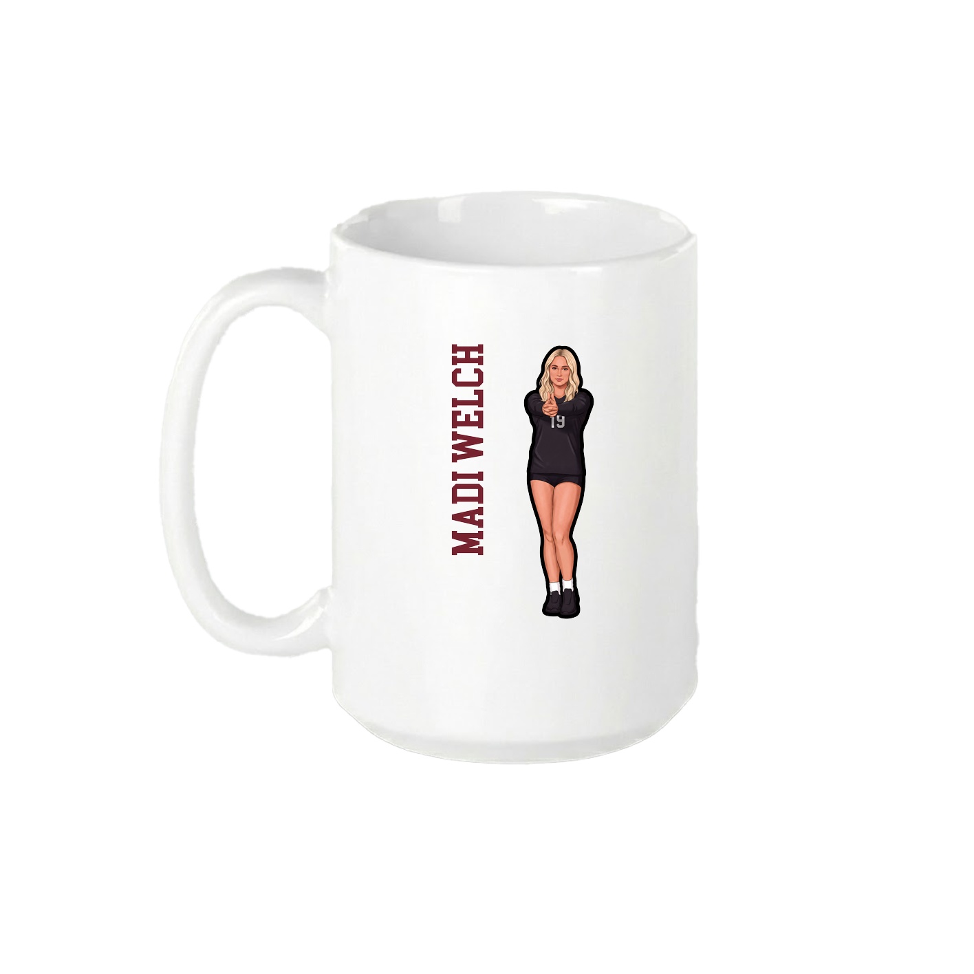 15oz Coffee Mug — Name Vertical in White
