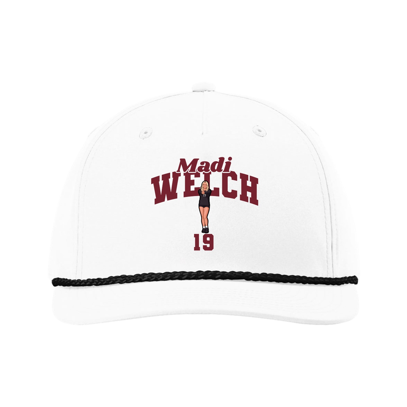 Five-Panel Classic Rope Cap — Signature Arch in White