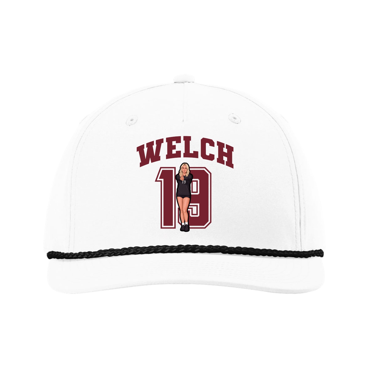 Five-Panel Classic Rope Cap — Number in White