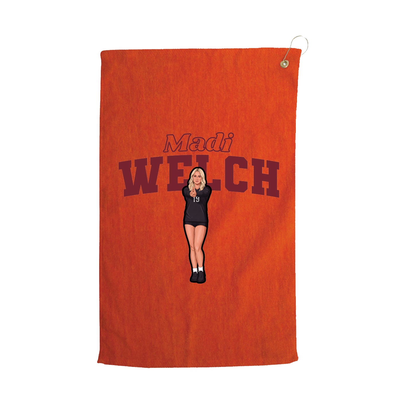 Golf Towel — Name Arch in Orange