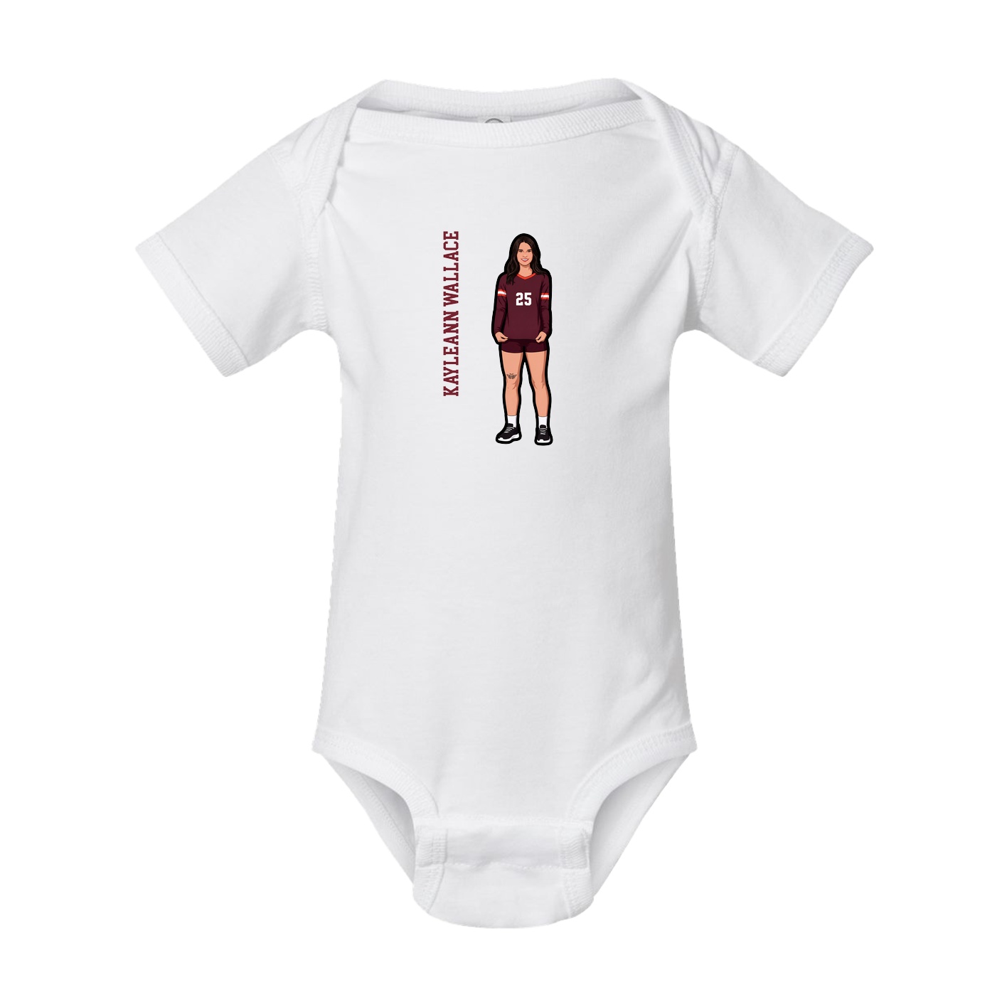 Baby Onesie — Name Vertical in White