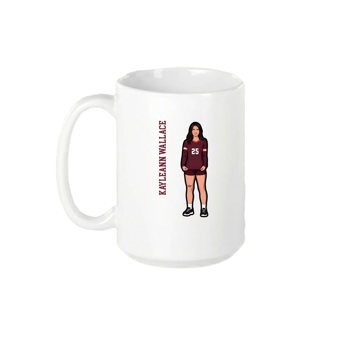 15oz Coffee Mug — Name Vertical in White