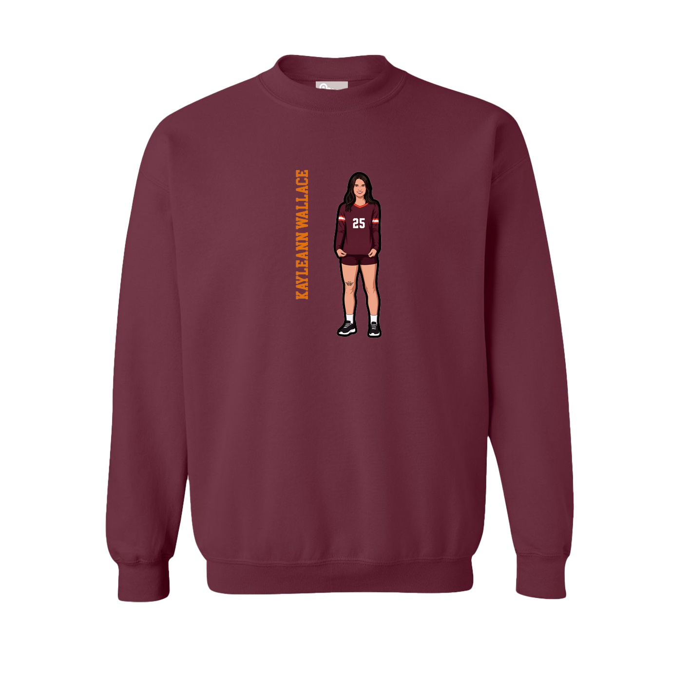 Fleece Crew — Name Vertical in Maroon