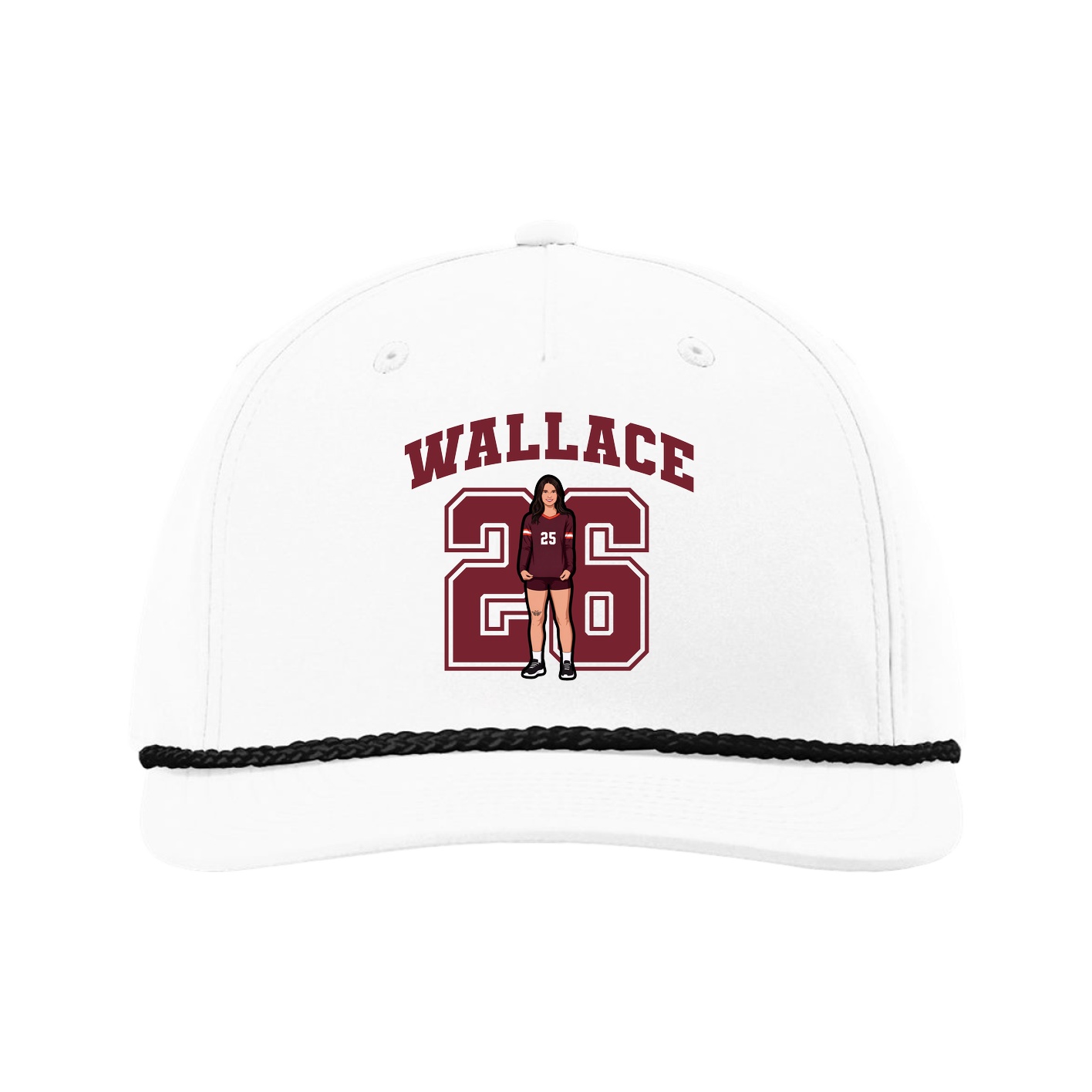 Five-Panel Classic Rope Cap — Number in White