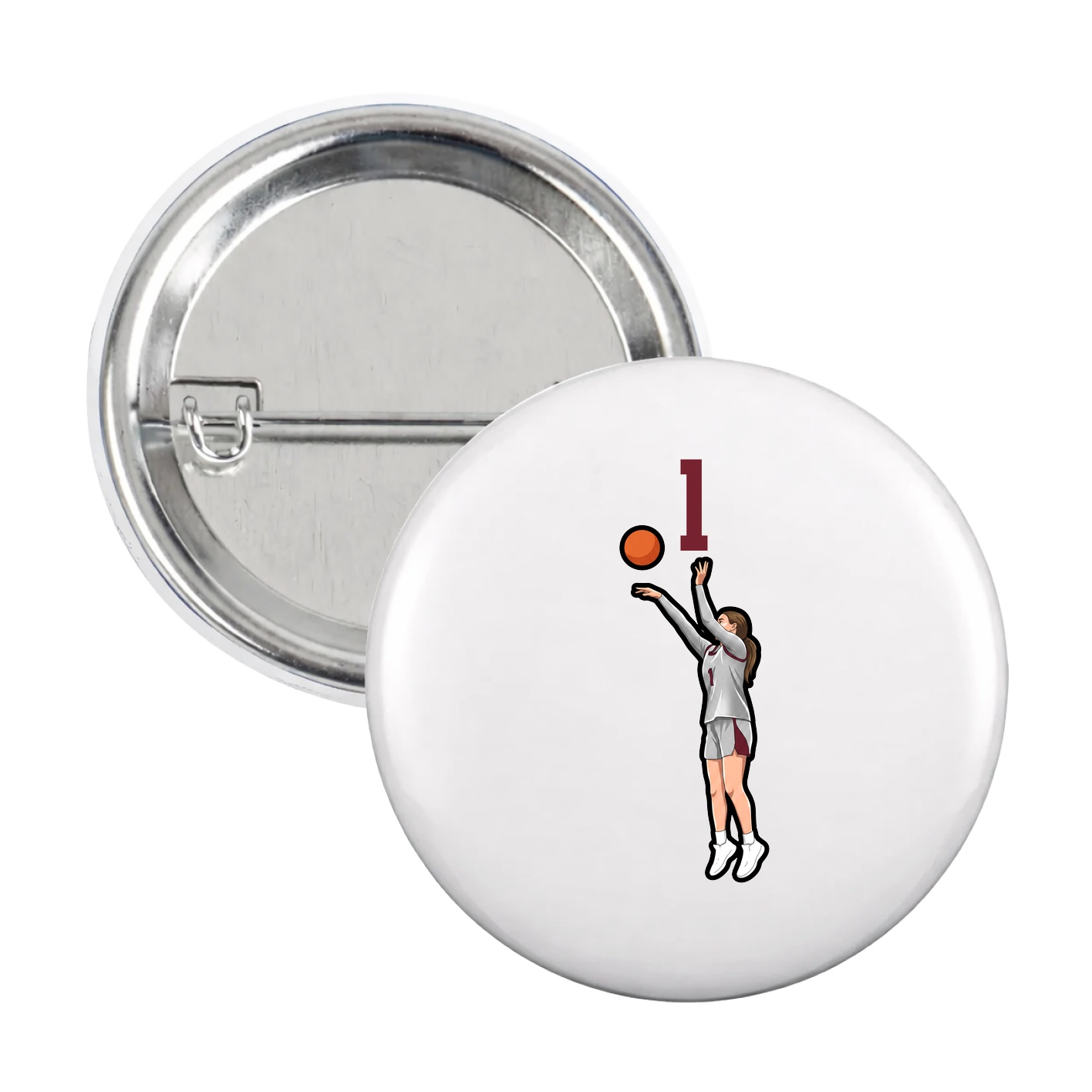 Game Day Button — Number Top in White