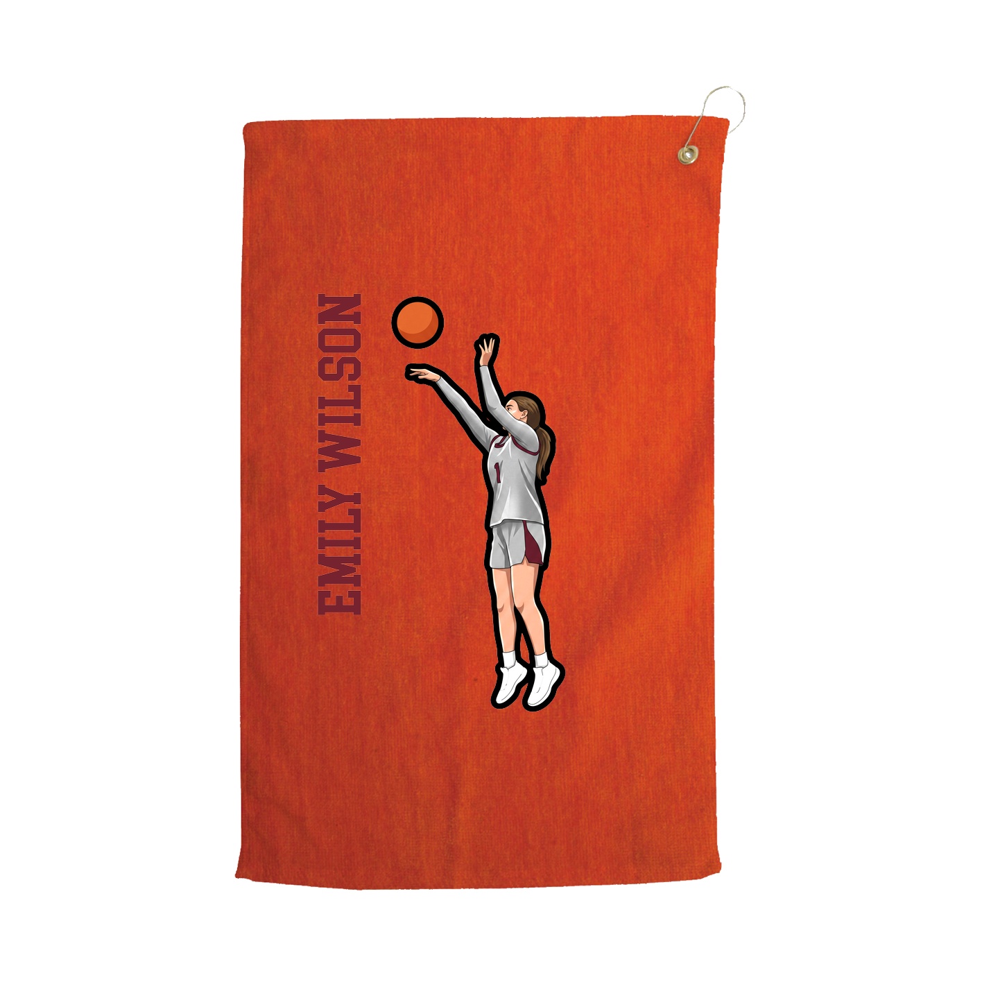 Golf Towel — Name Vertical in Orange