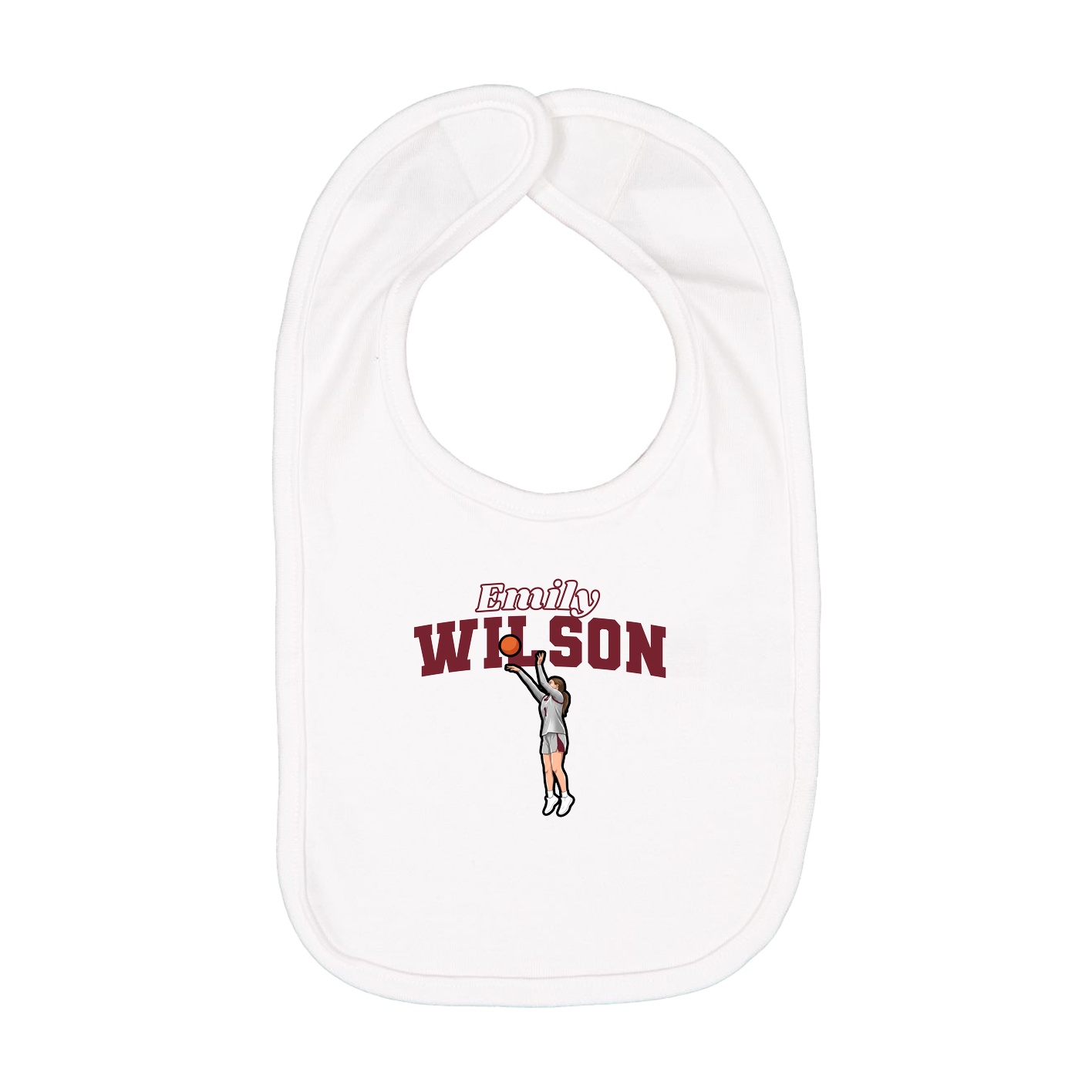 Infant Bib — Name Arch in White