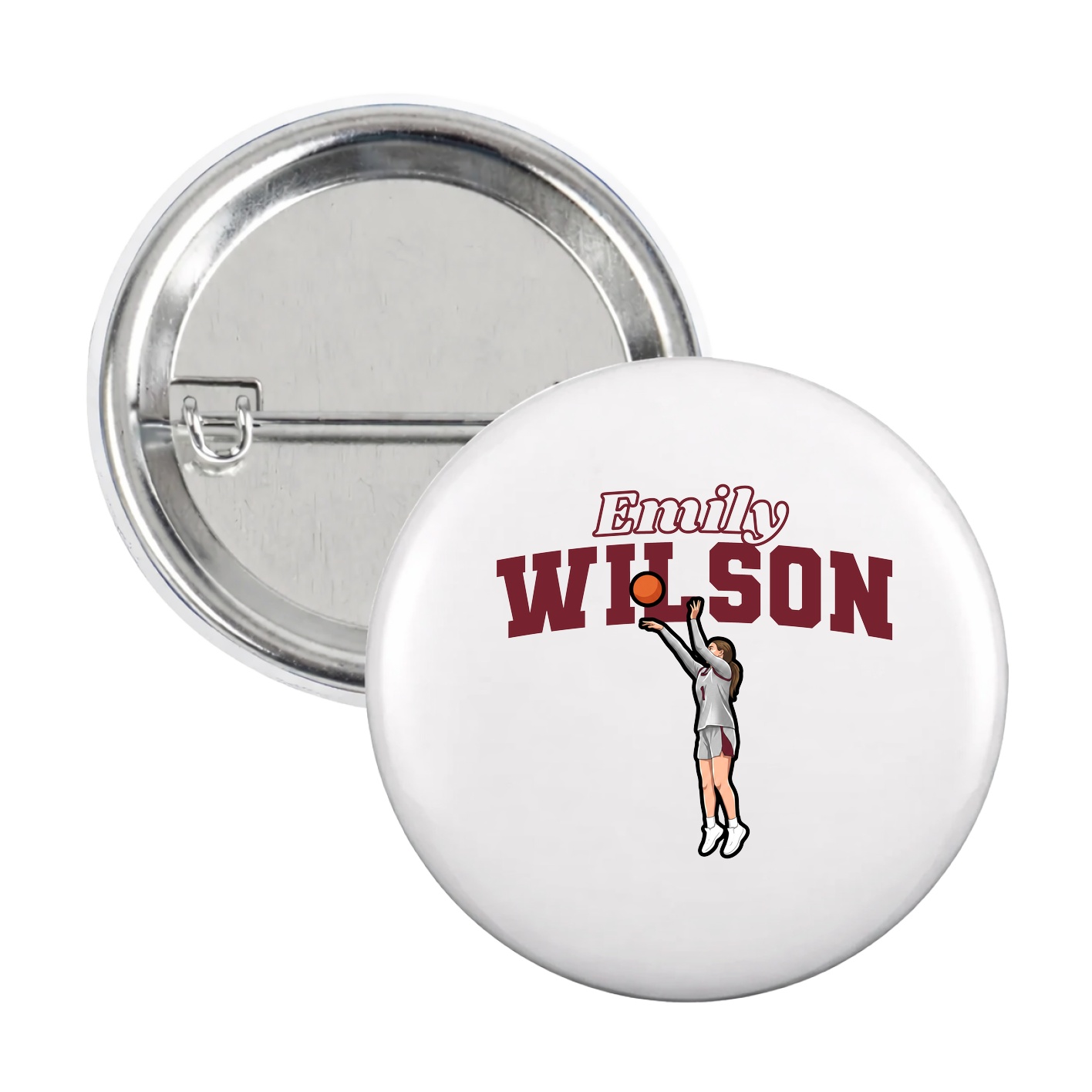 Game Day Button — Name Arch in White