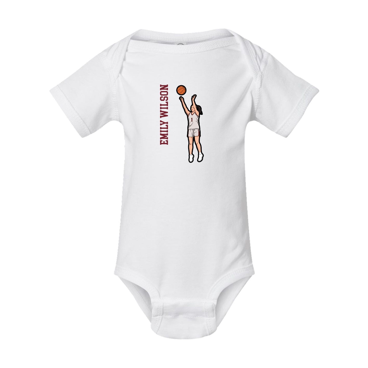 Baby Onesie — Name Vertical in White