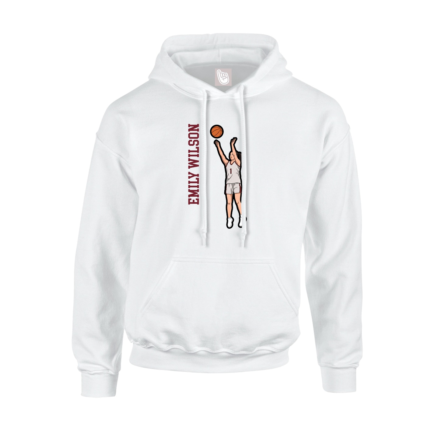 Youth Hoodie — Name Vertical in White
