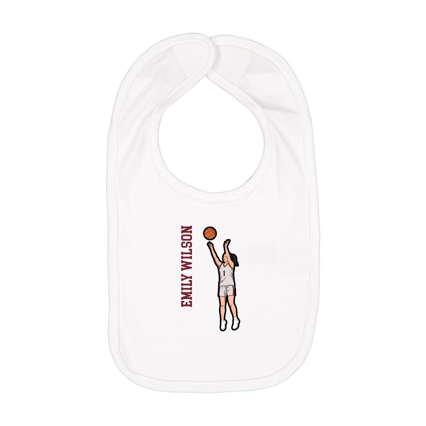 Infant Bib — Name Vertical in White