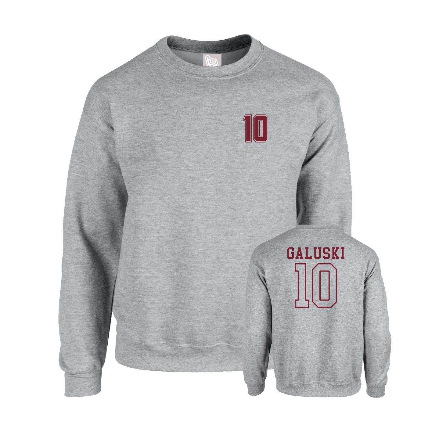 Fleece Crew — Chest Back in Grey