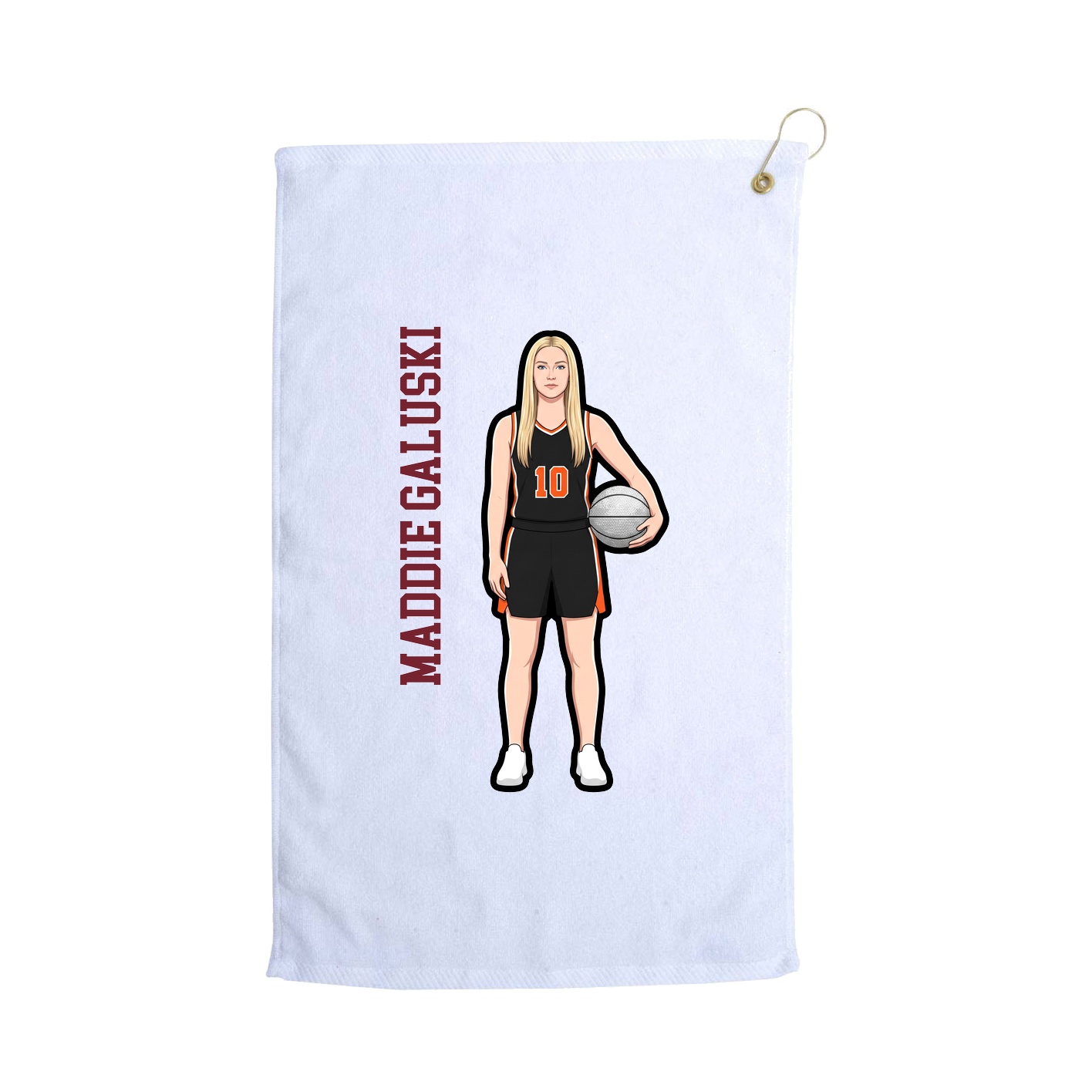 Golf Towel — Name Vertical in White