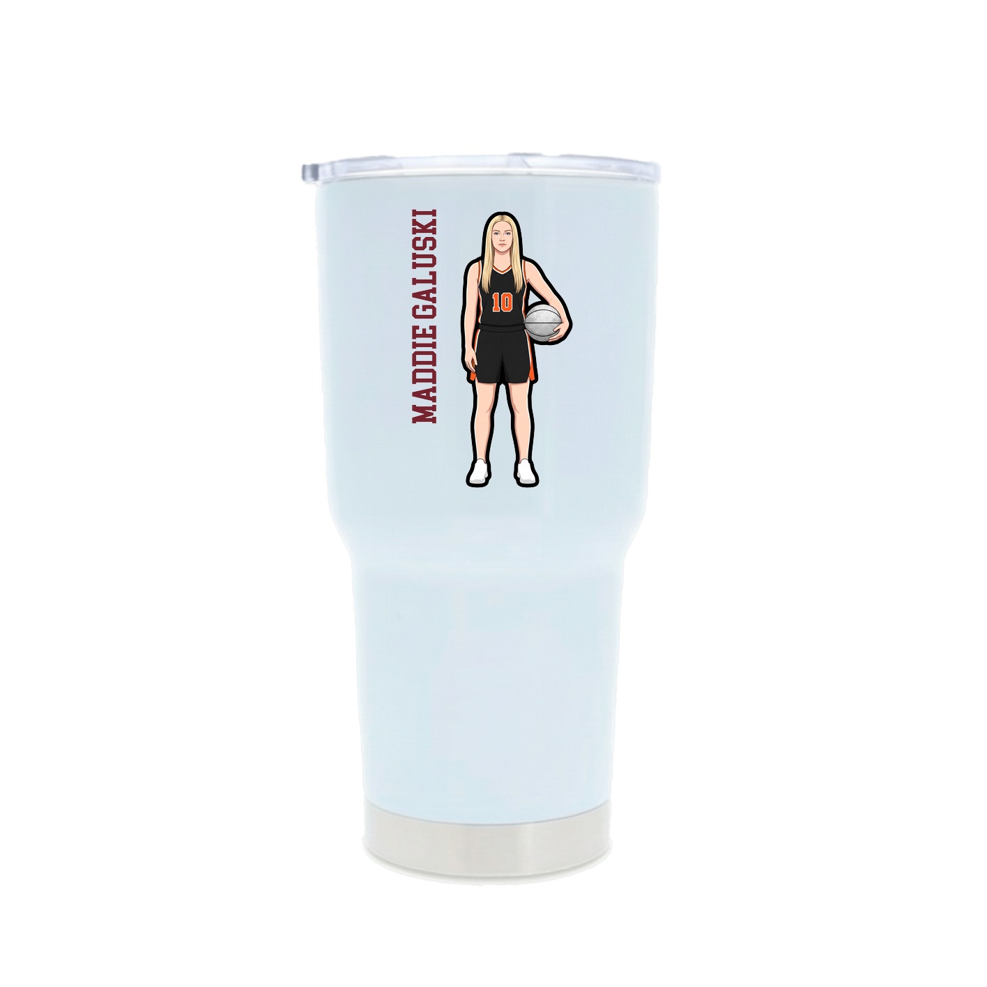 30oz Stainless Steel Tumbler — Name Vertical in White