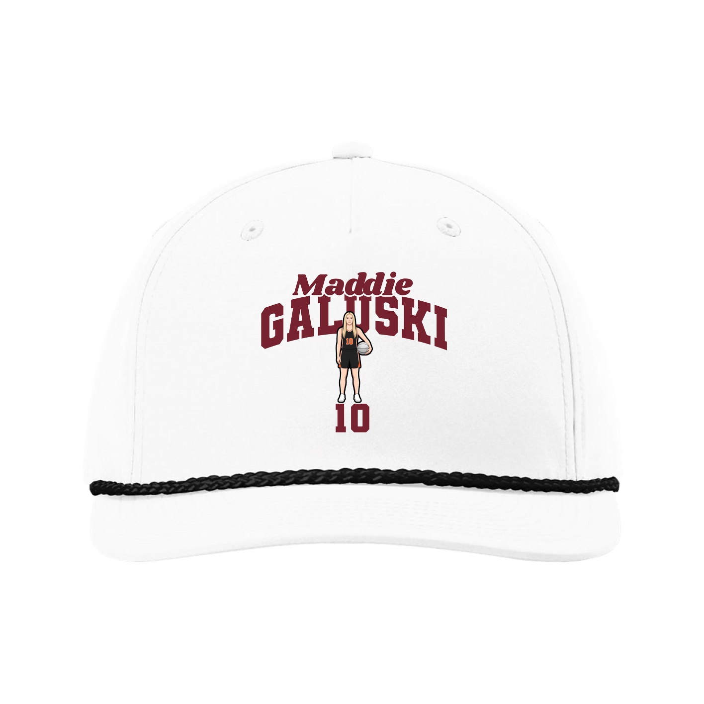 Five-Panel Classic Rope Cap — Signature Arch in White