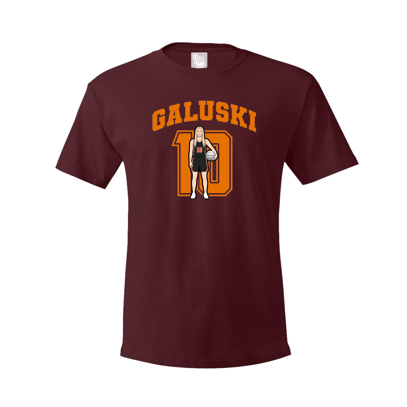 Youth Tee — Number in Maroon