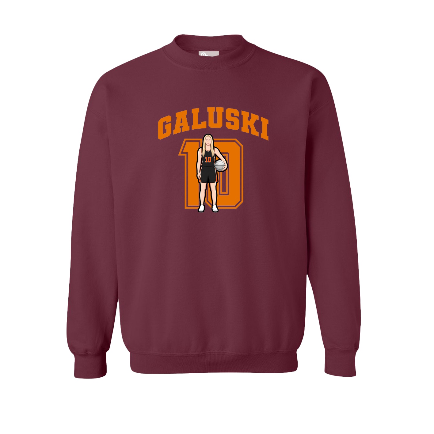 Fleece Crew — Number in Maroon