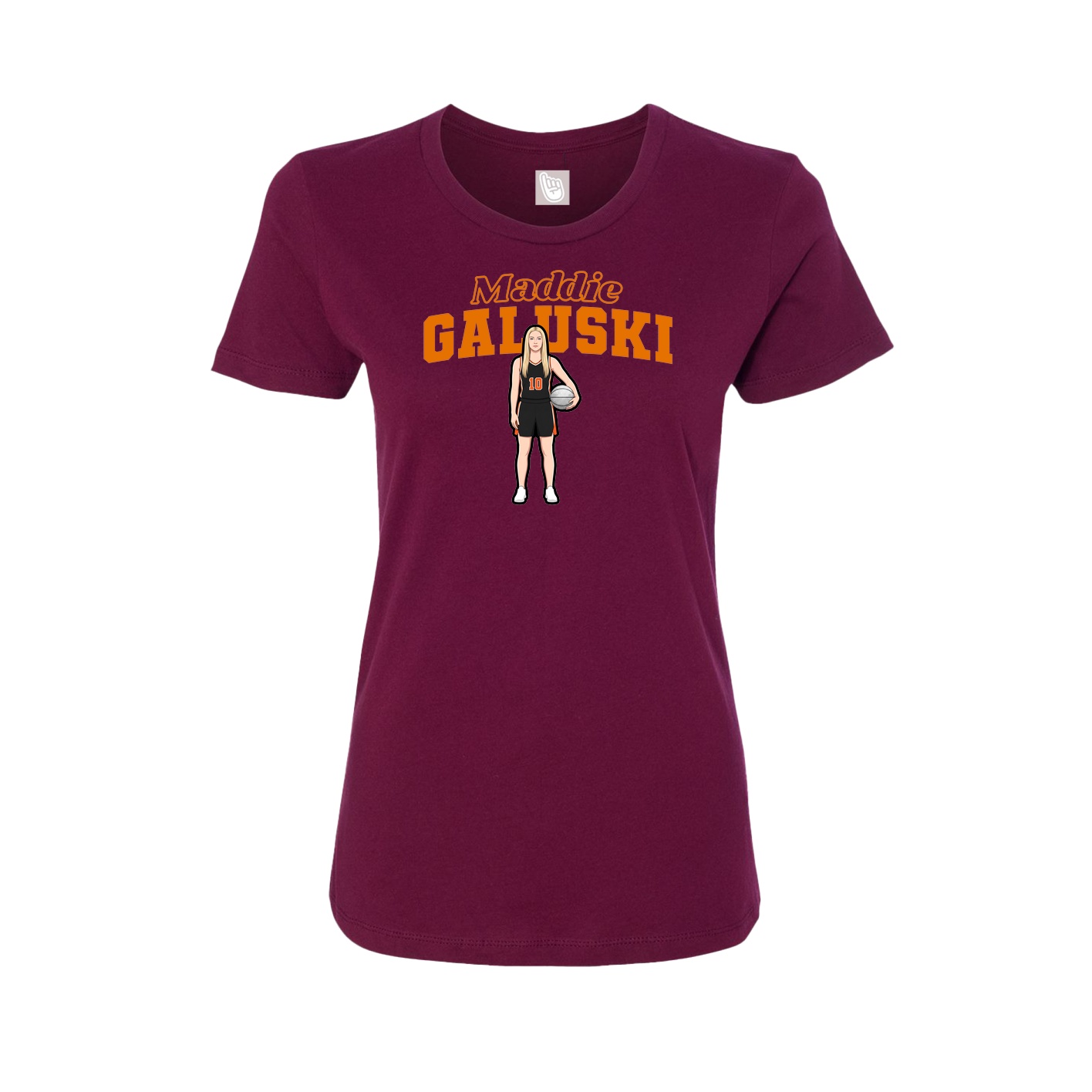 Fitted Women's Tee — Name Arch in Maroon