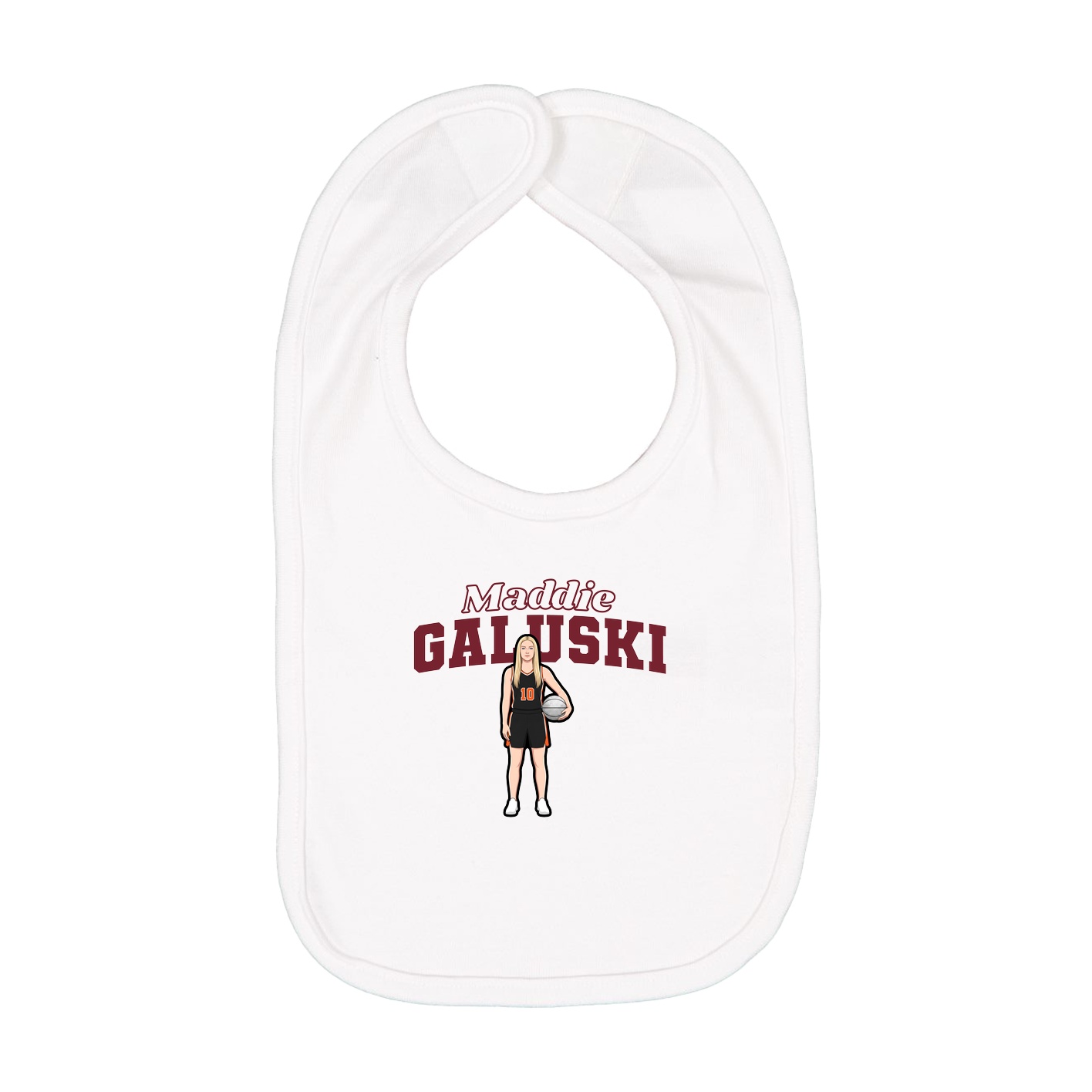 Infant Bib — Name Arch in White