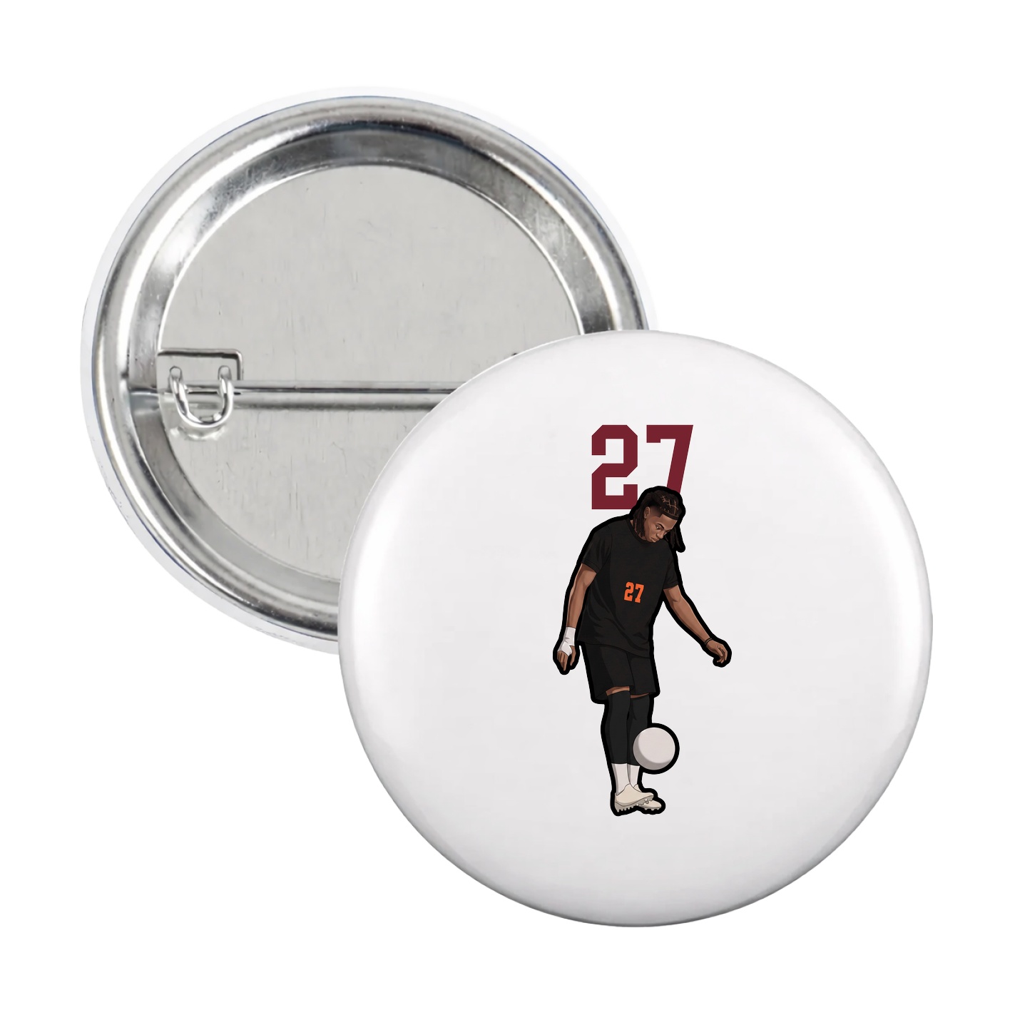 Game Day Button — Number Top in White