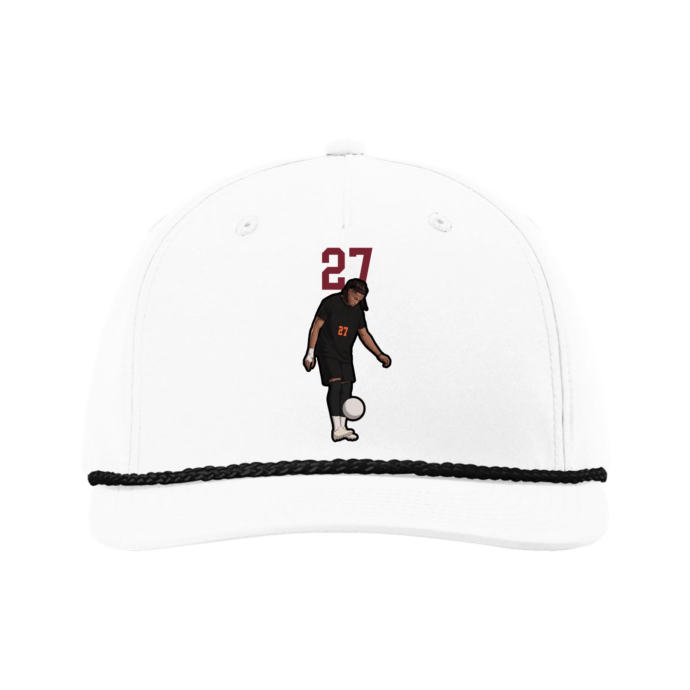 Five-Panel Classic Rope Cap — Number Top in White