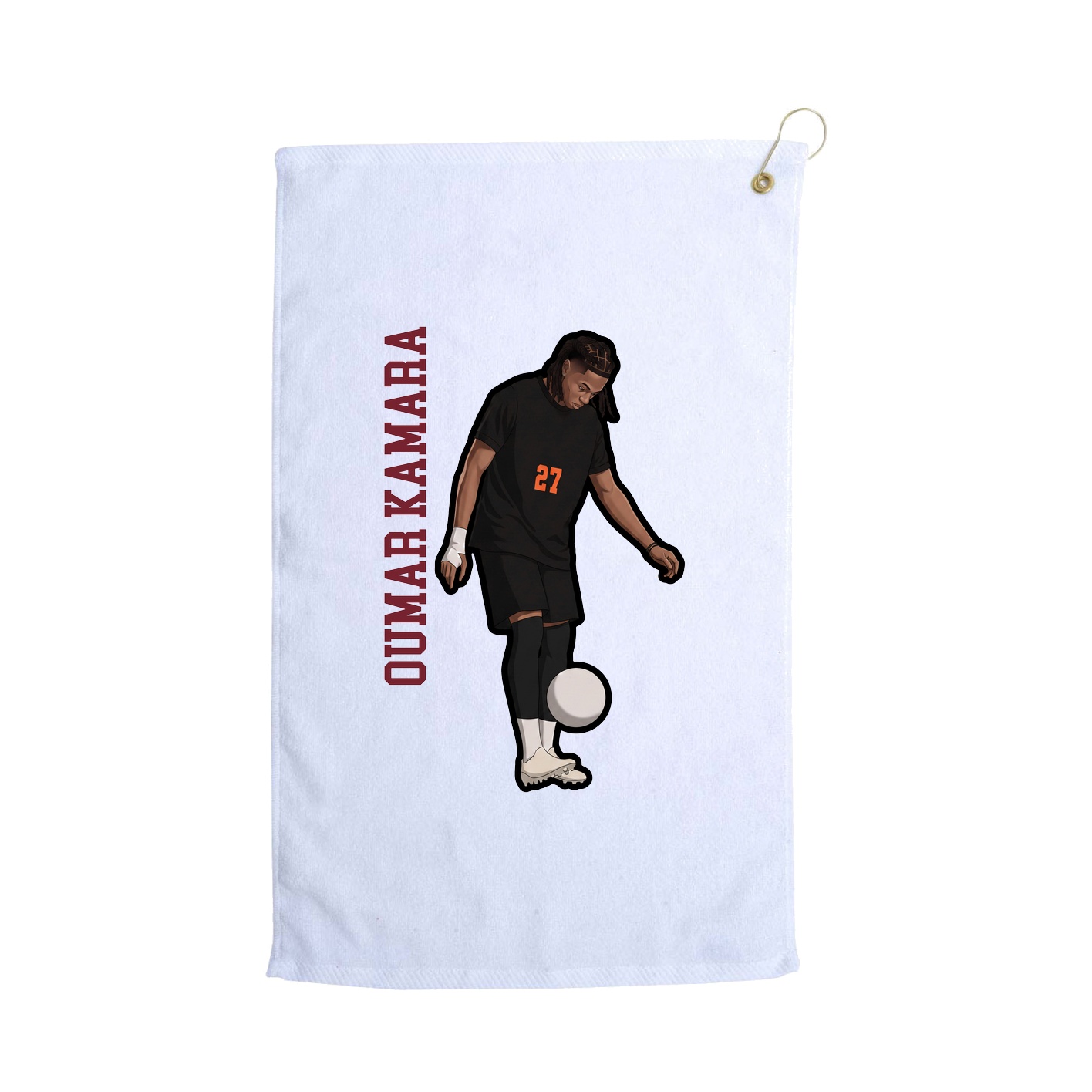 Golf Towel — Name Vertical in White