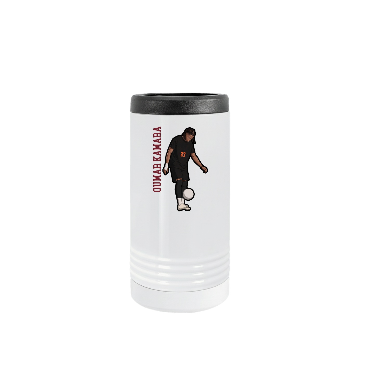 Slim Beverage Holder — Name Vertical in White