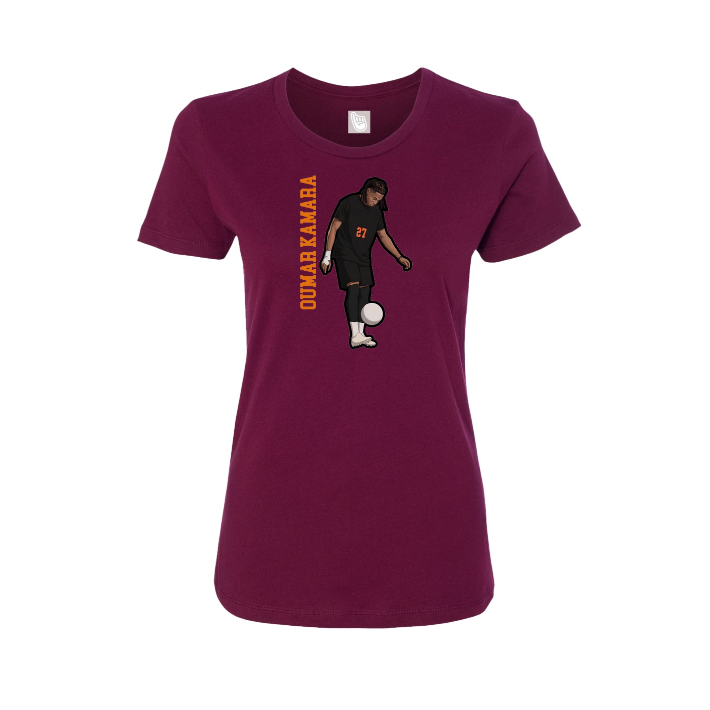Fitted Women's Tee — Name Vertical in Maroon