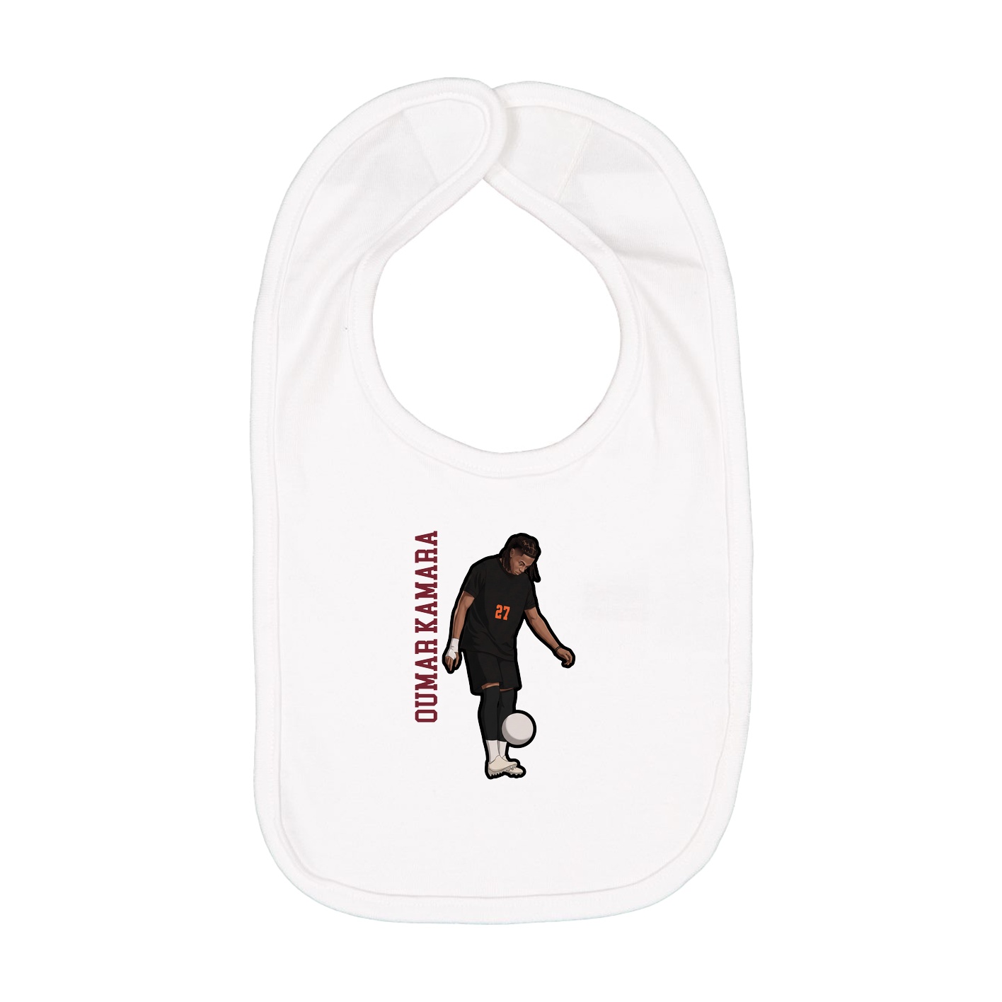Infant Bib — Name Vertical in White