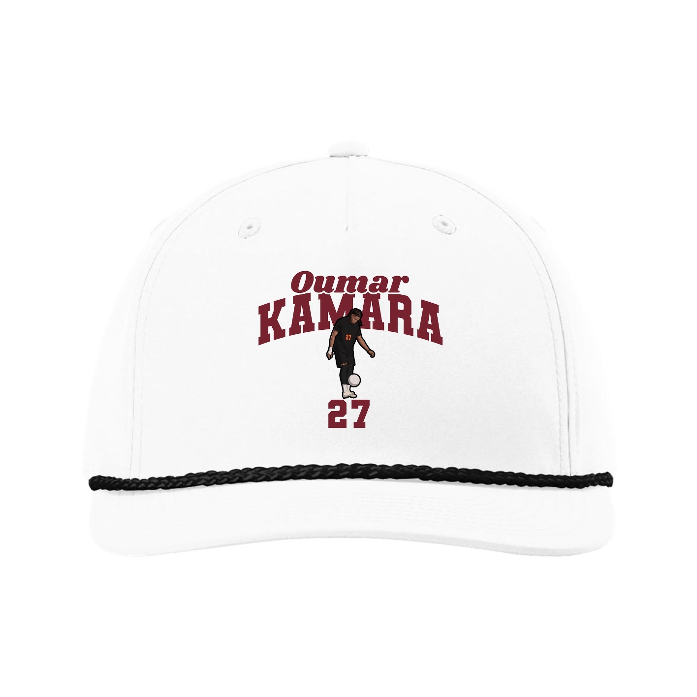 Five-Panel Classic Rope Cap — Signature Arch in White