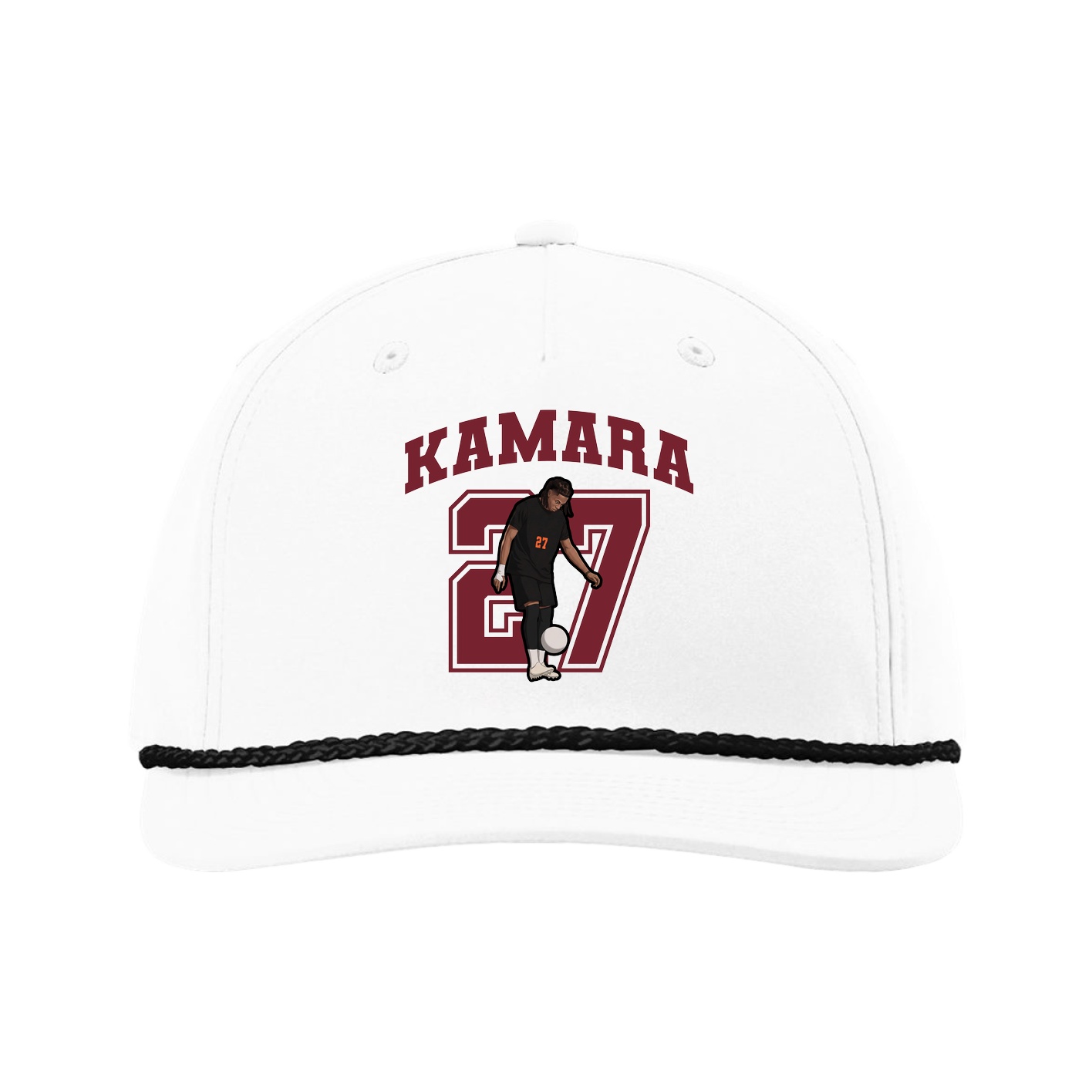 Five-Panel Classic Rope Cap — Number in White