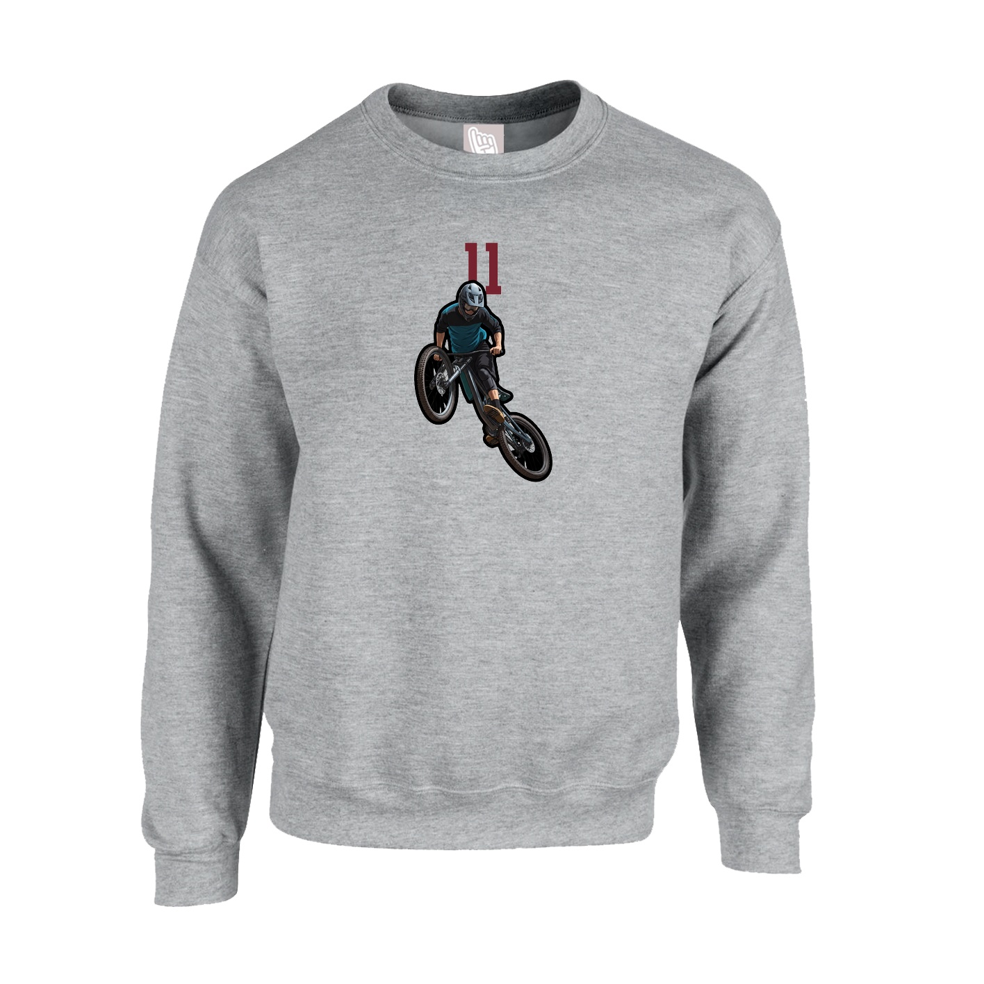 Fleece Crew — Number Top in Grey