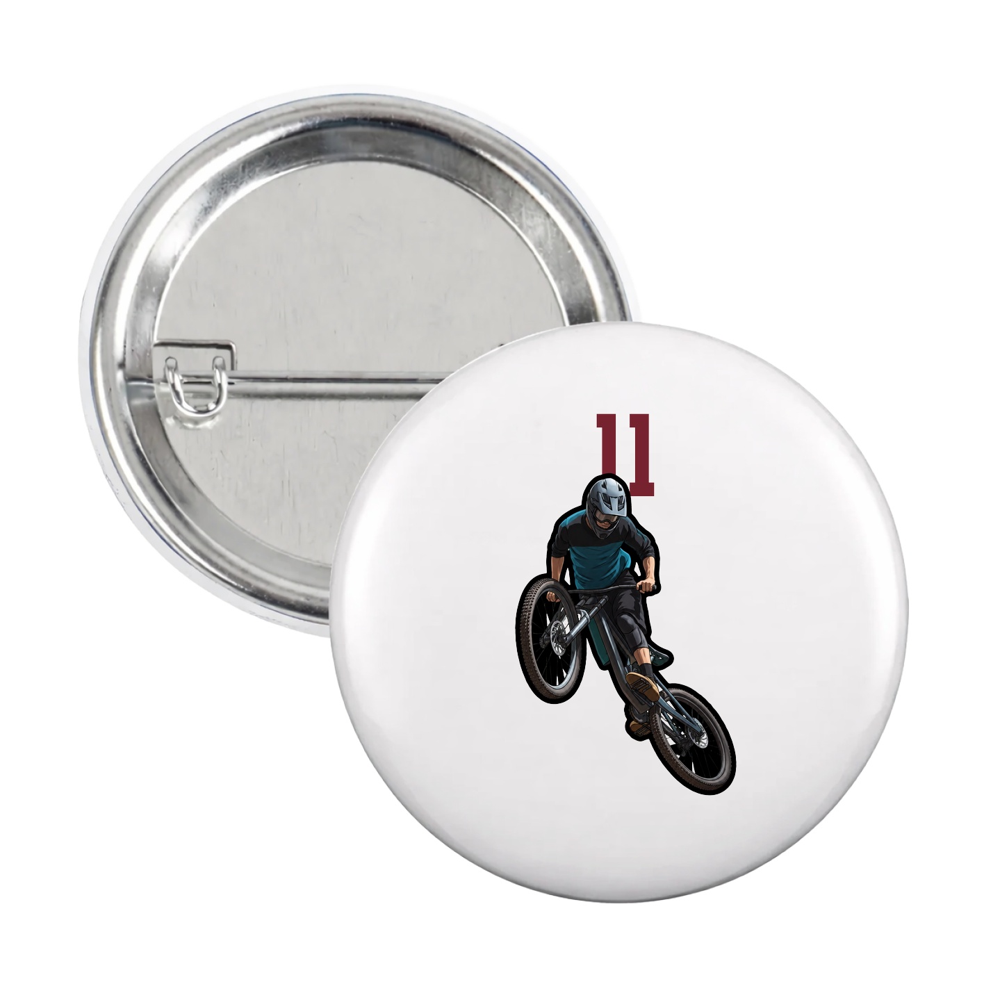 Game Day Button — Number Top in White