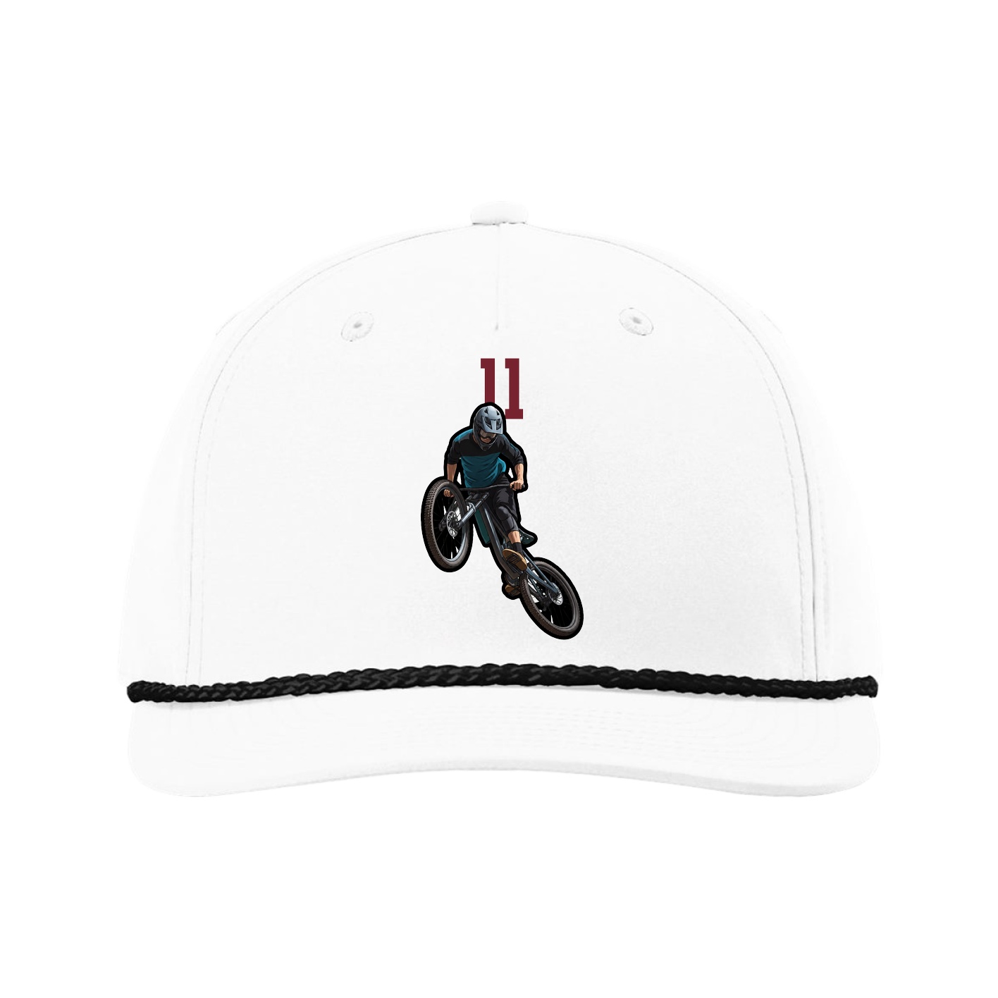 Five-Panel Classic Rope Cap — Number Top in White
