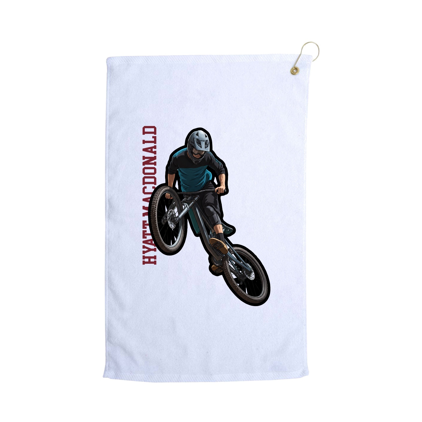 Golf Towel — Name Vertical in White