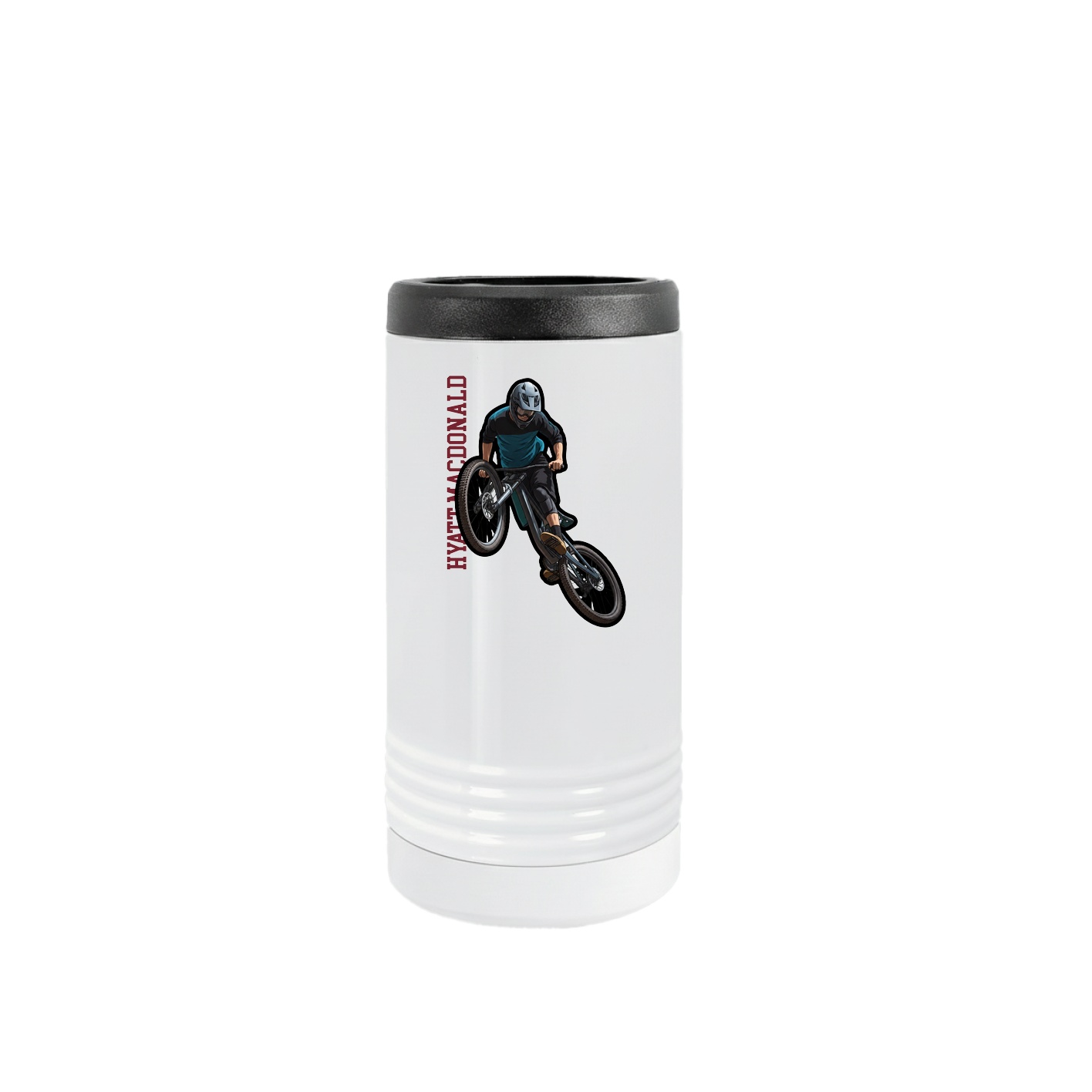 Slim Beverage Holder — Name Vertical in White