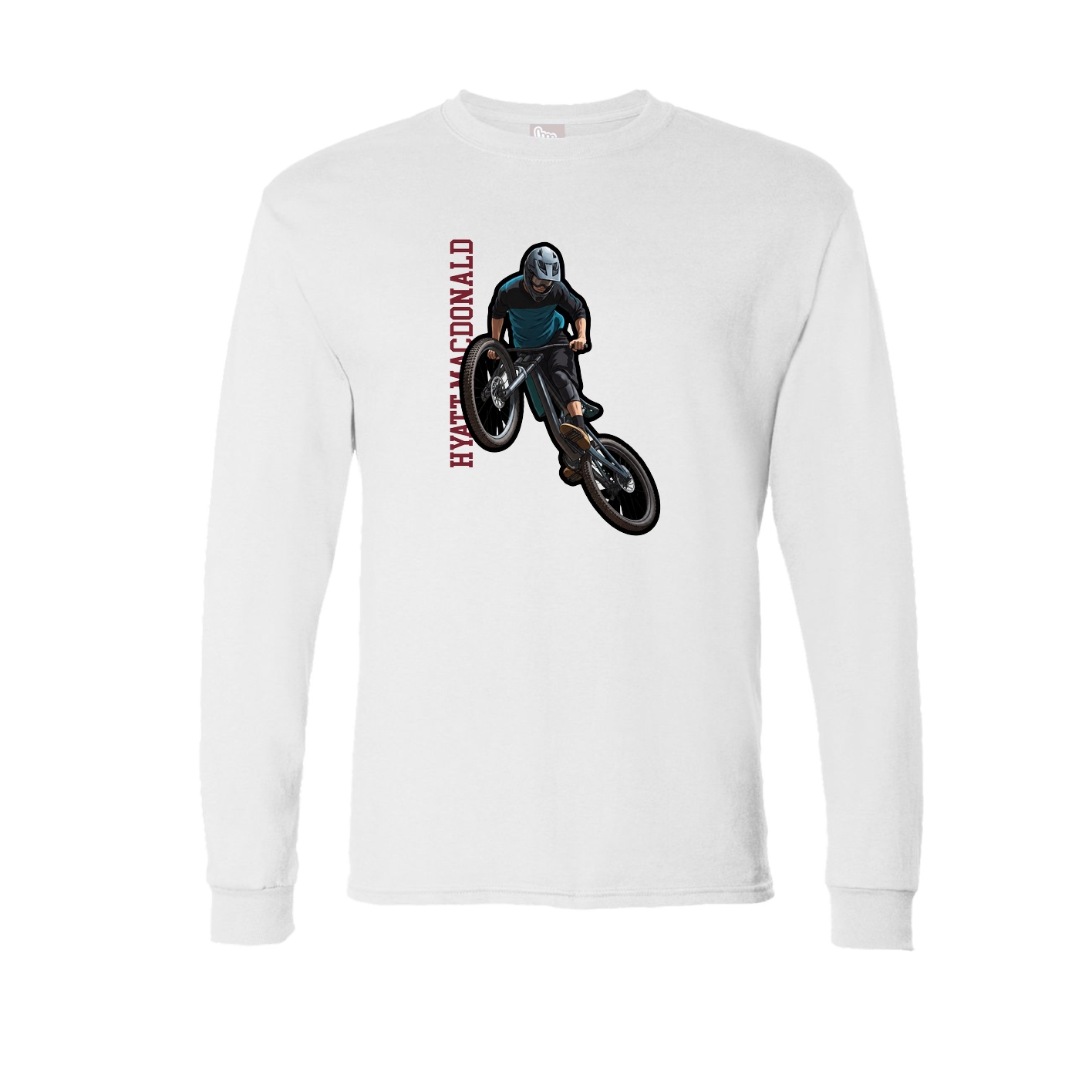 Long Sleeve Tee — Name Vertical in White