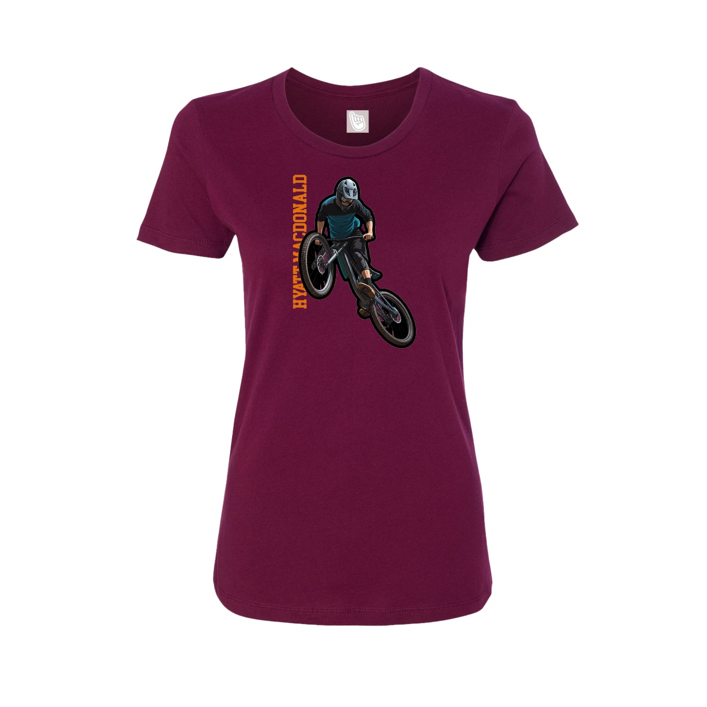 Fitted Women's Tee — Name Vertical in Maroon