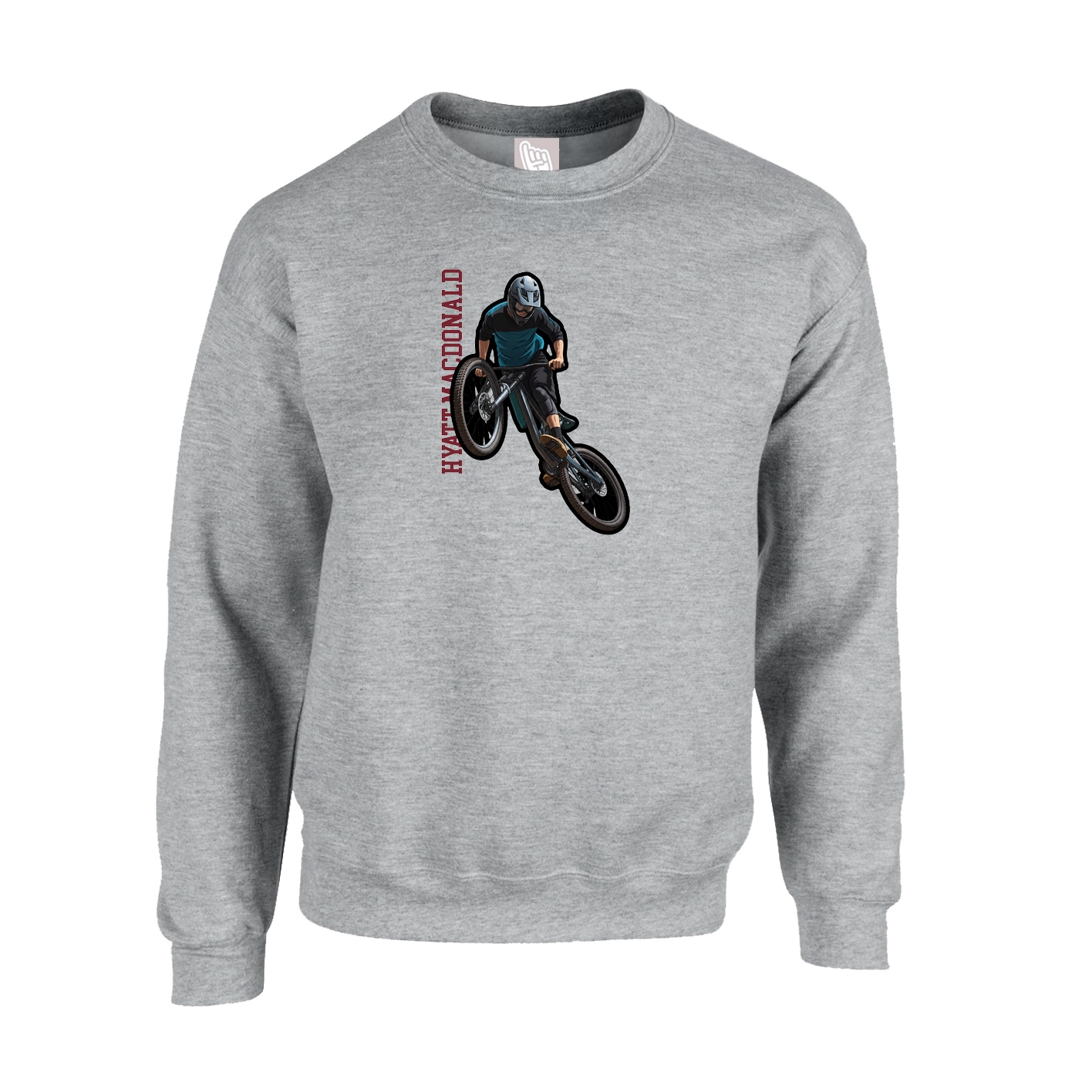 Fleece Crew — Name Vertical in Grey