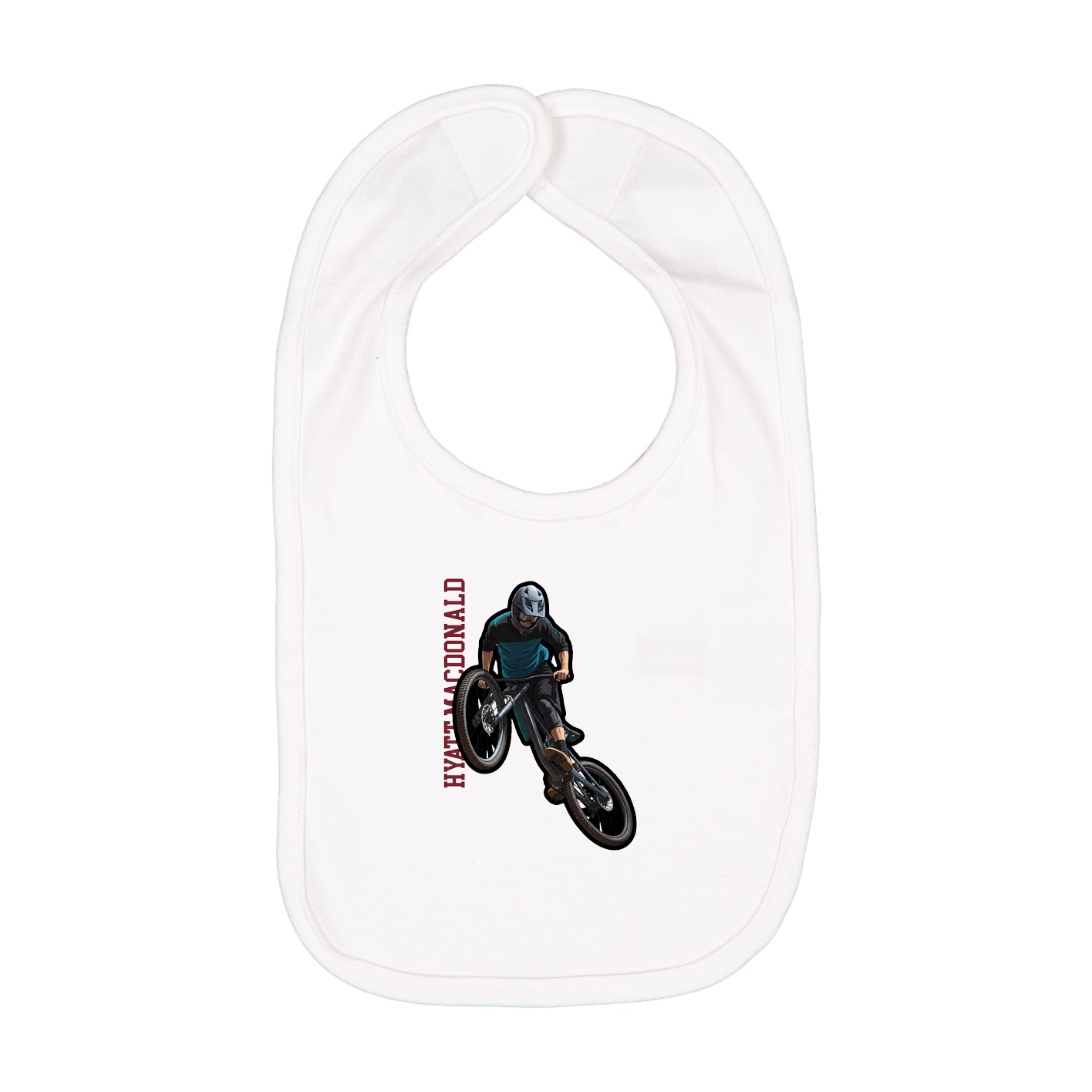 Infant Bib — Name Vertical in White