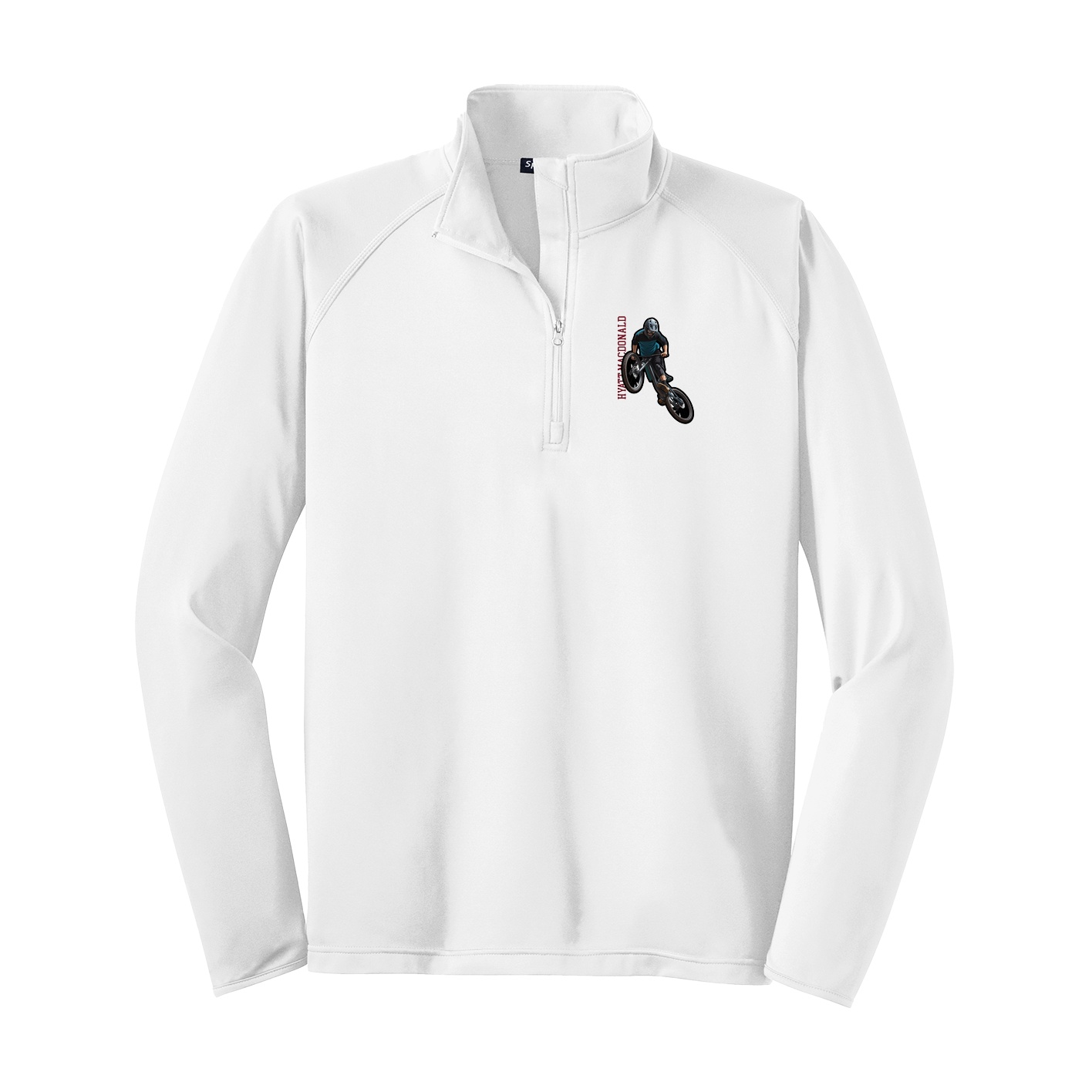Q-Zip Pullover — Name Vertical in White