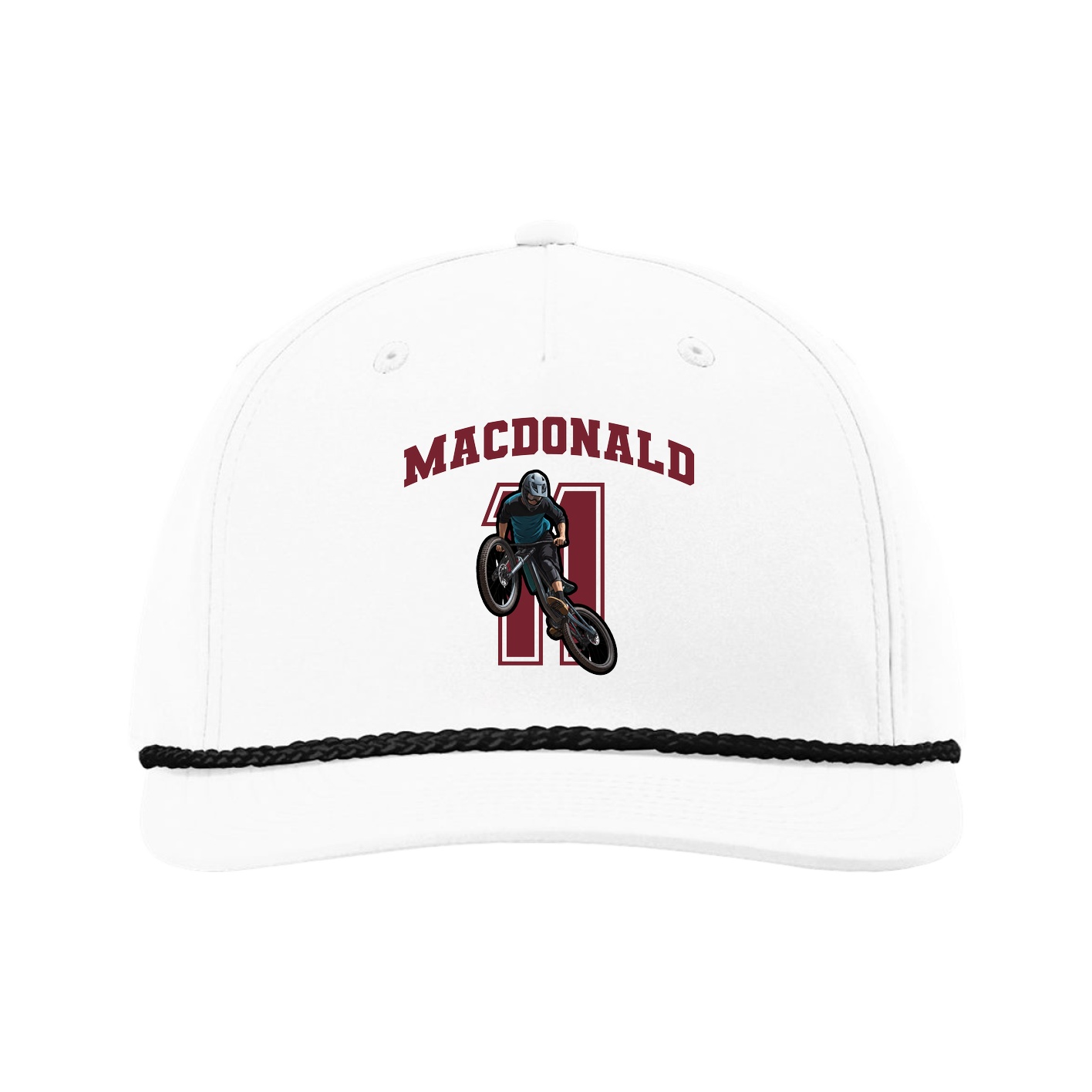 Five-Panel Classic Rope Cap — Number in White